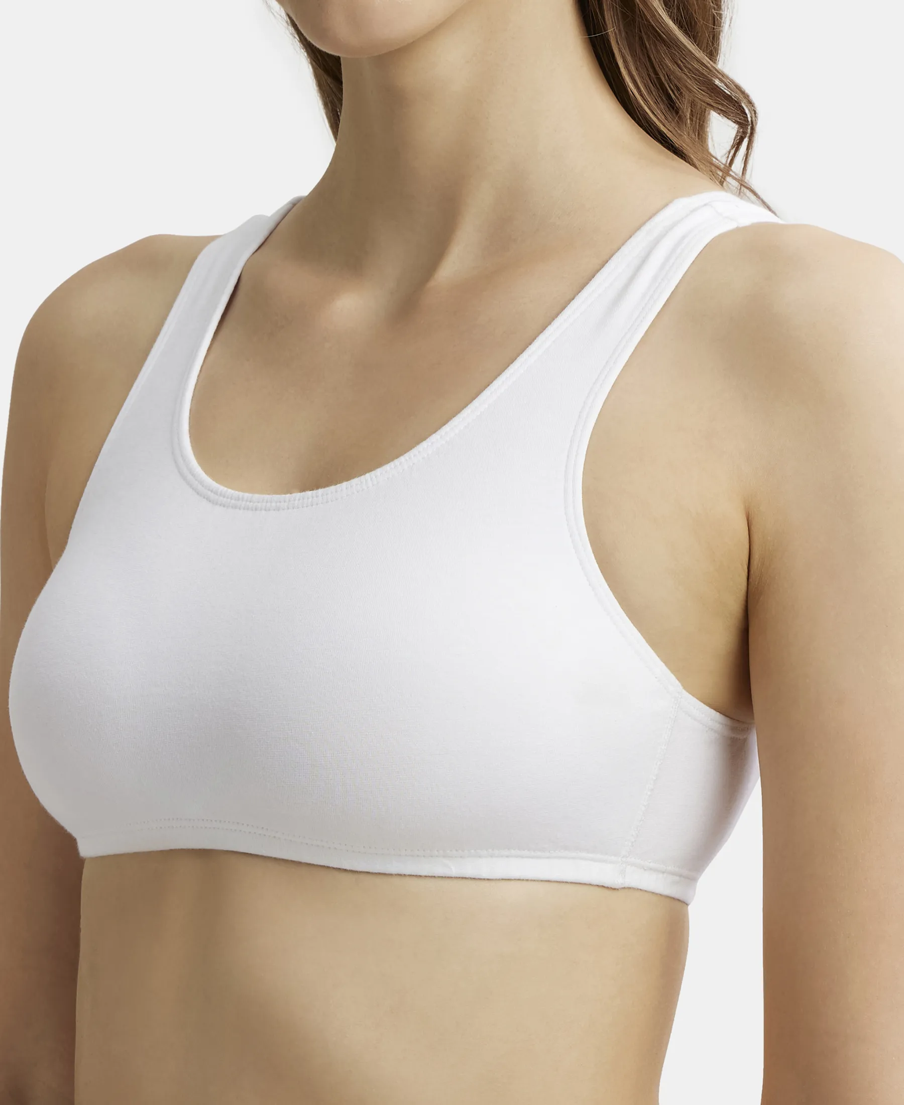 Super Combed Cotton Elastane Stretch Slip On Crop Top With StayFresh Treatment - White - Image 7