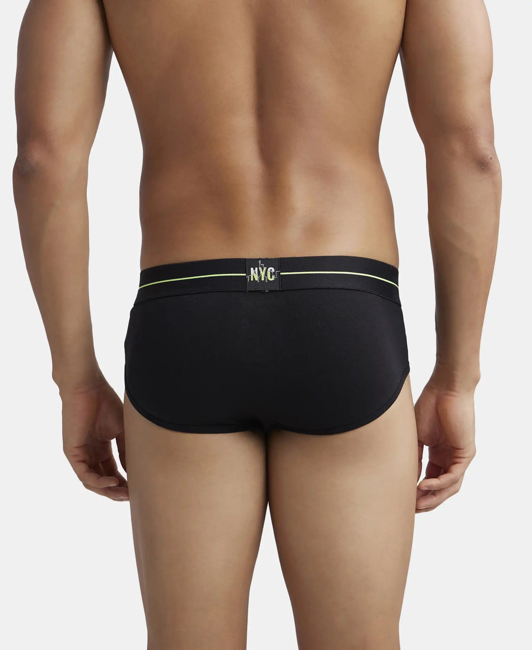 Super Combed Cotton Elastane Stretch Solid Brief with Ultrasoft Waistband - Black & Iceberg Green (Pack of 2) - Image 7