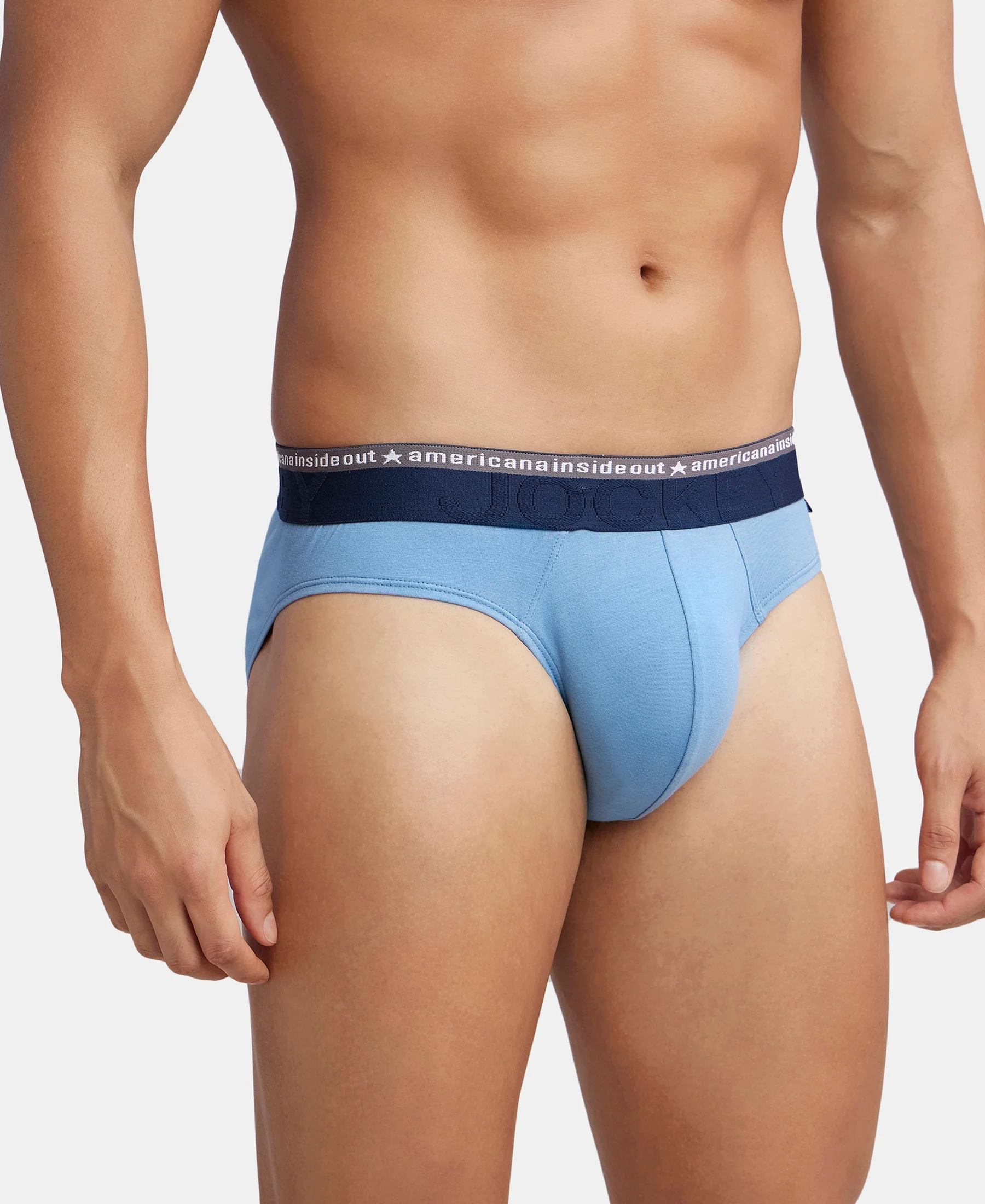 Super Combed Cotton Elastane Stretch Solid Brief with Ultrasoft Waistband - Blue Heaven (Pack of 2) - Image 6