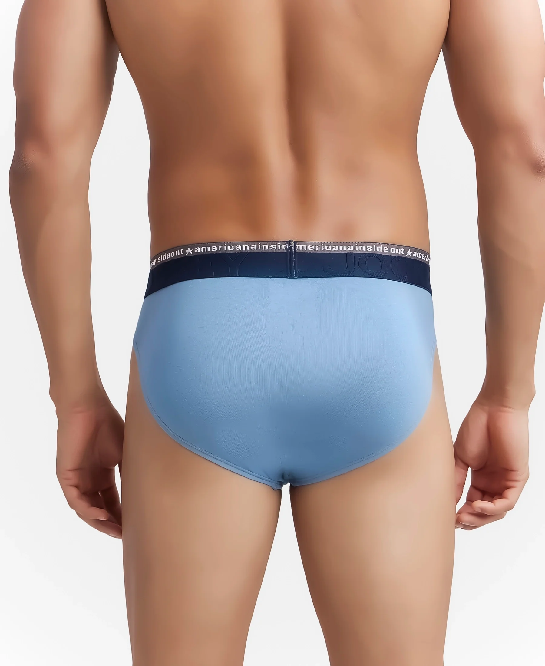 Super Combed Cotton Elastane Stretch Solid Brief with Ultrasoft Waistband - Blue Heaven - Image 3