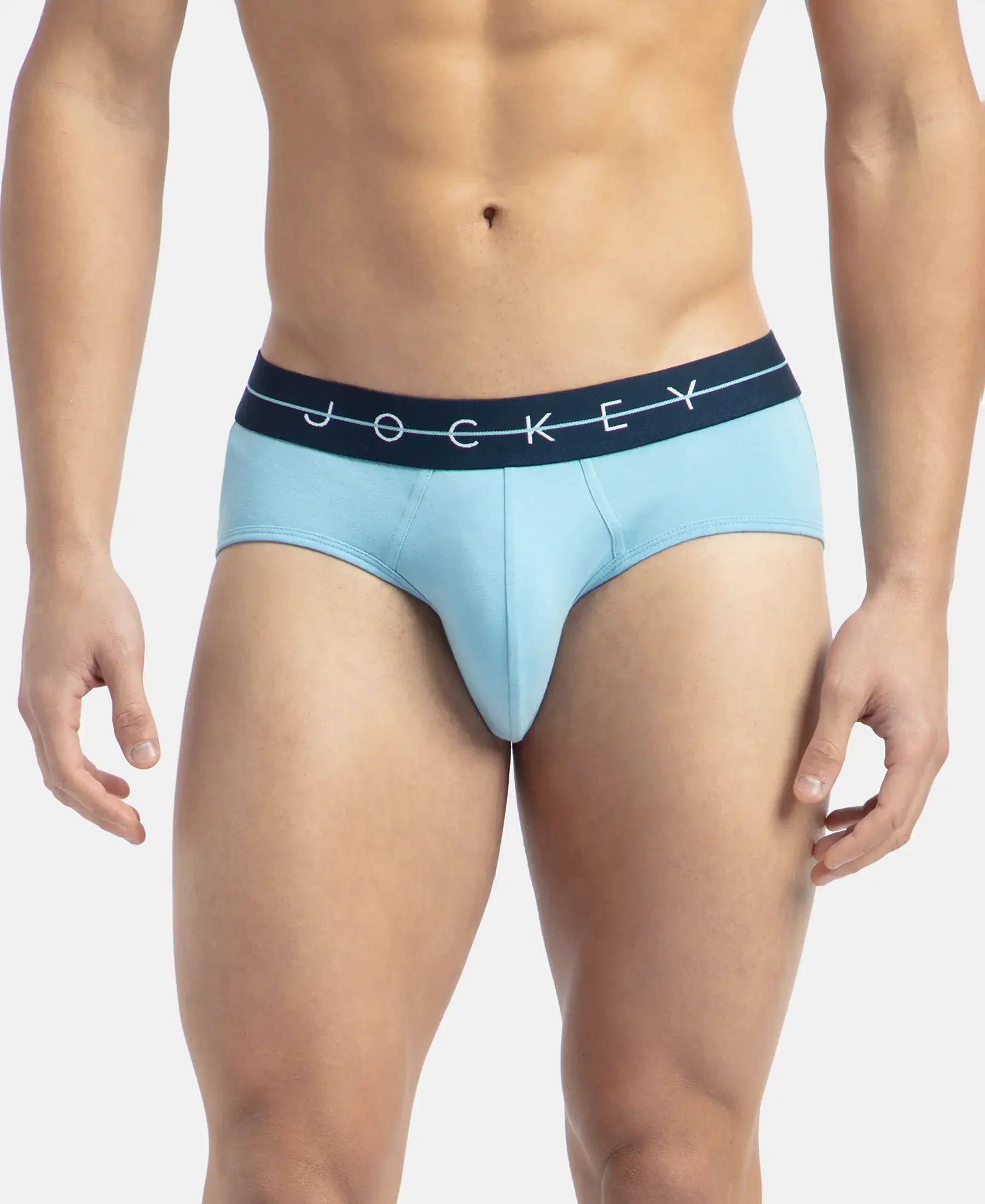 Super Combed Cotton Elastane Stretch Solid Brief with Ultrasoft Waistband - Dusk Blue