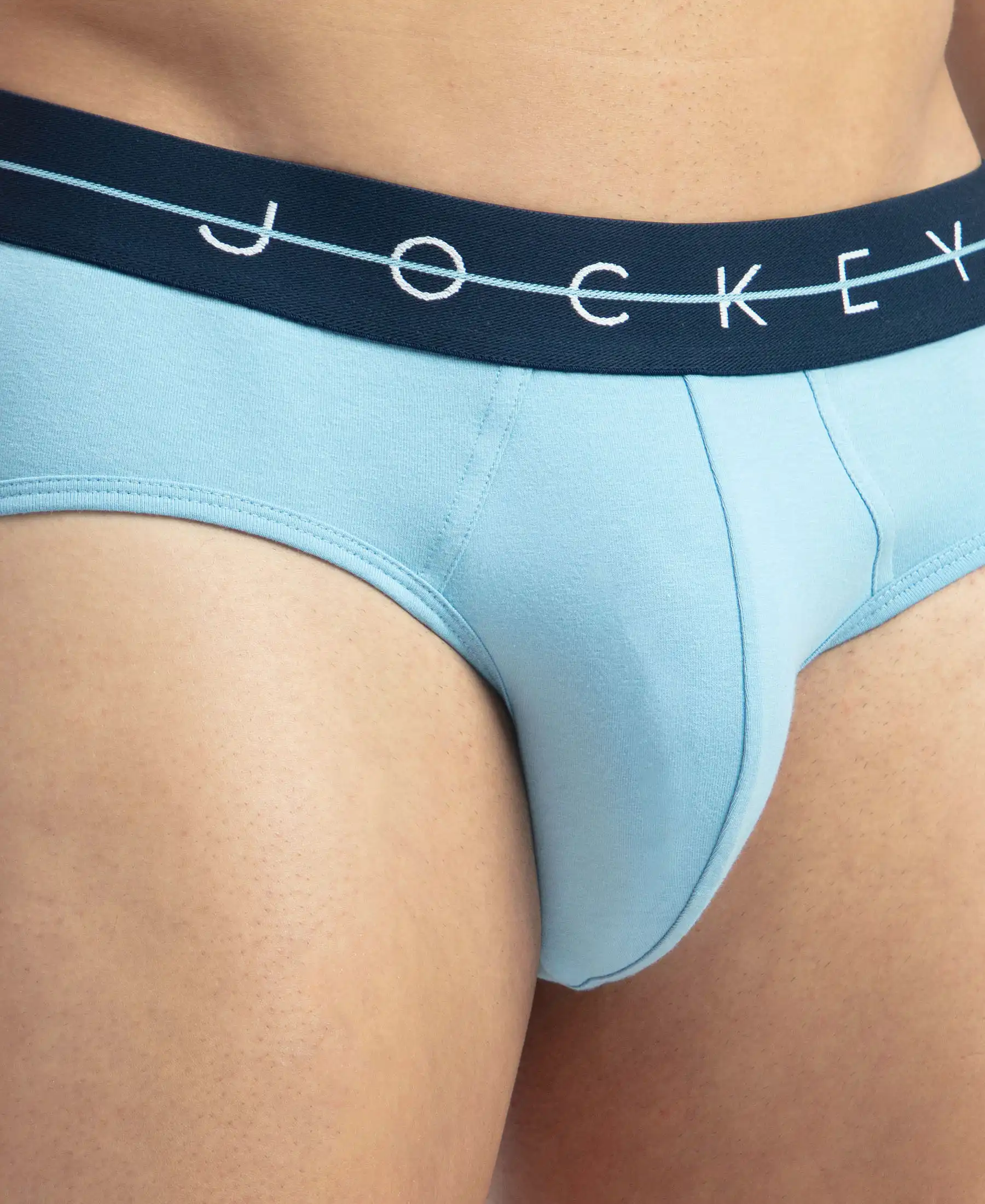 Super Combed Cotton Elastane Stretch Solid Brief with Ultrasoft Waistband - Dusk Blue - Image 7