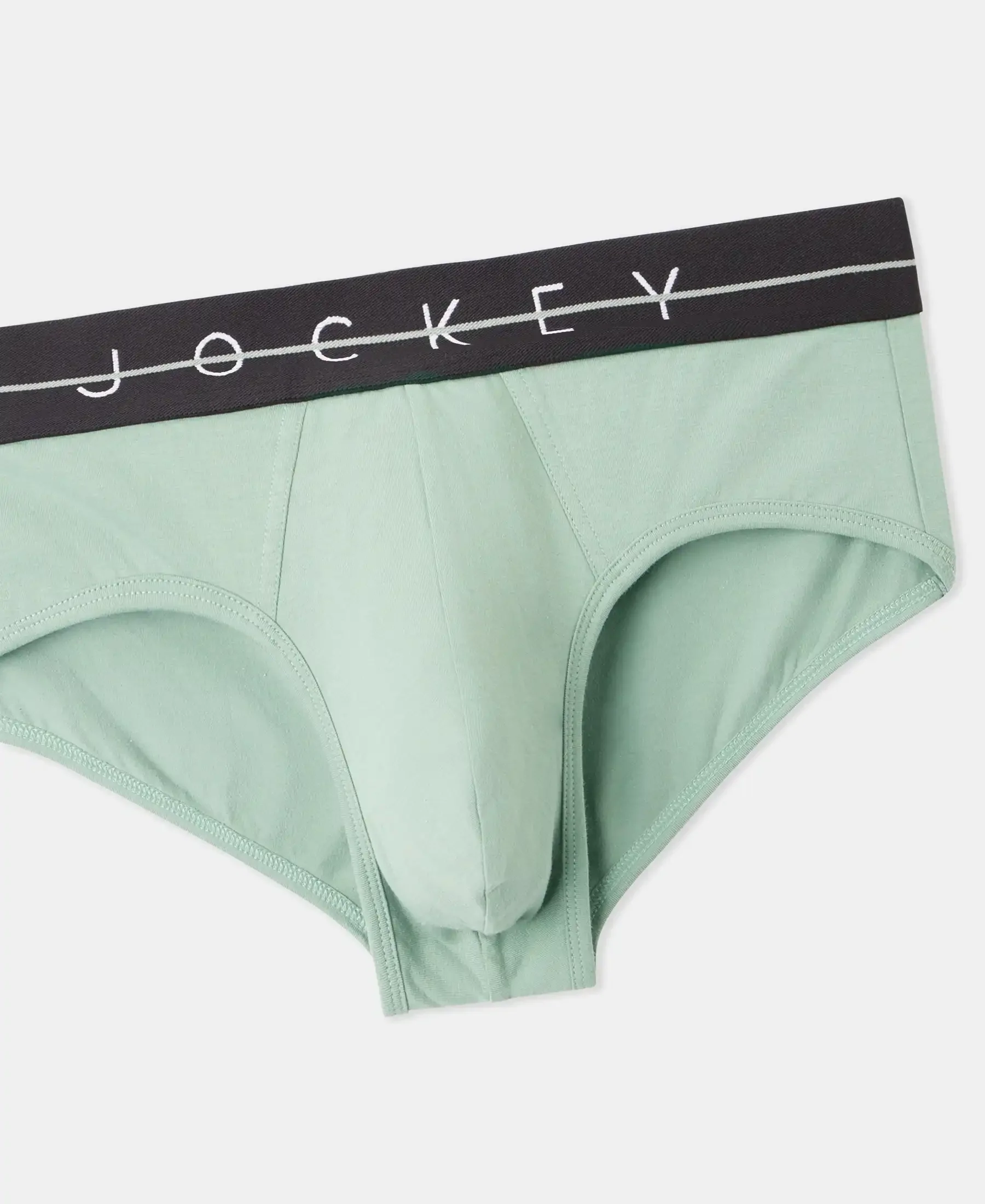 Super Combed Cotton Elastane Stretch Solid Brief with Ultrasoft Waistband - Iceberg Green - Image 8