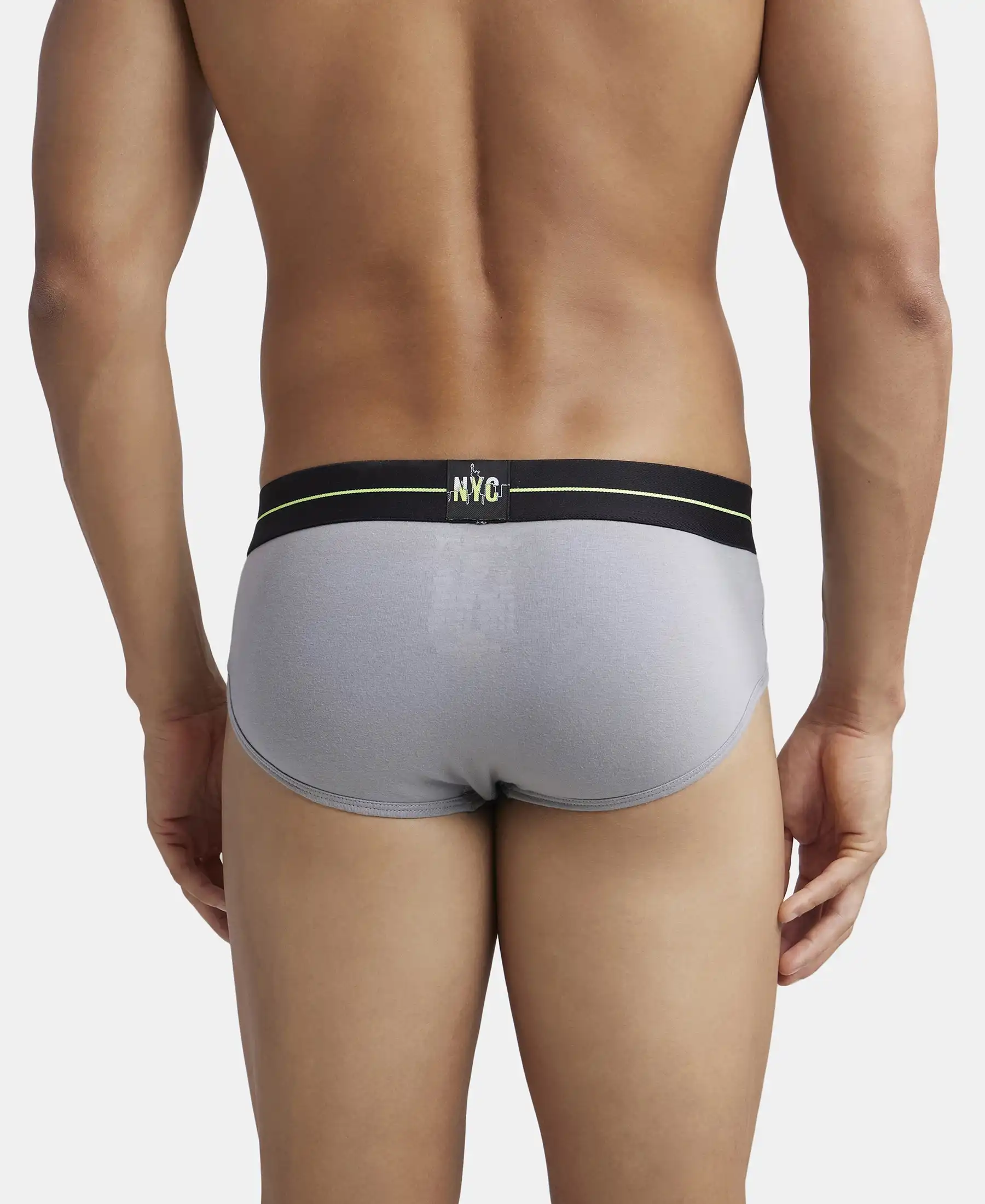 Super Combed Cotton Elastane Stretch Solid Brief with Ultrasoft Waistband - Mid Night Navy & Monument (Pack of 2) - Image 8