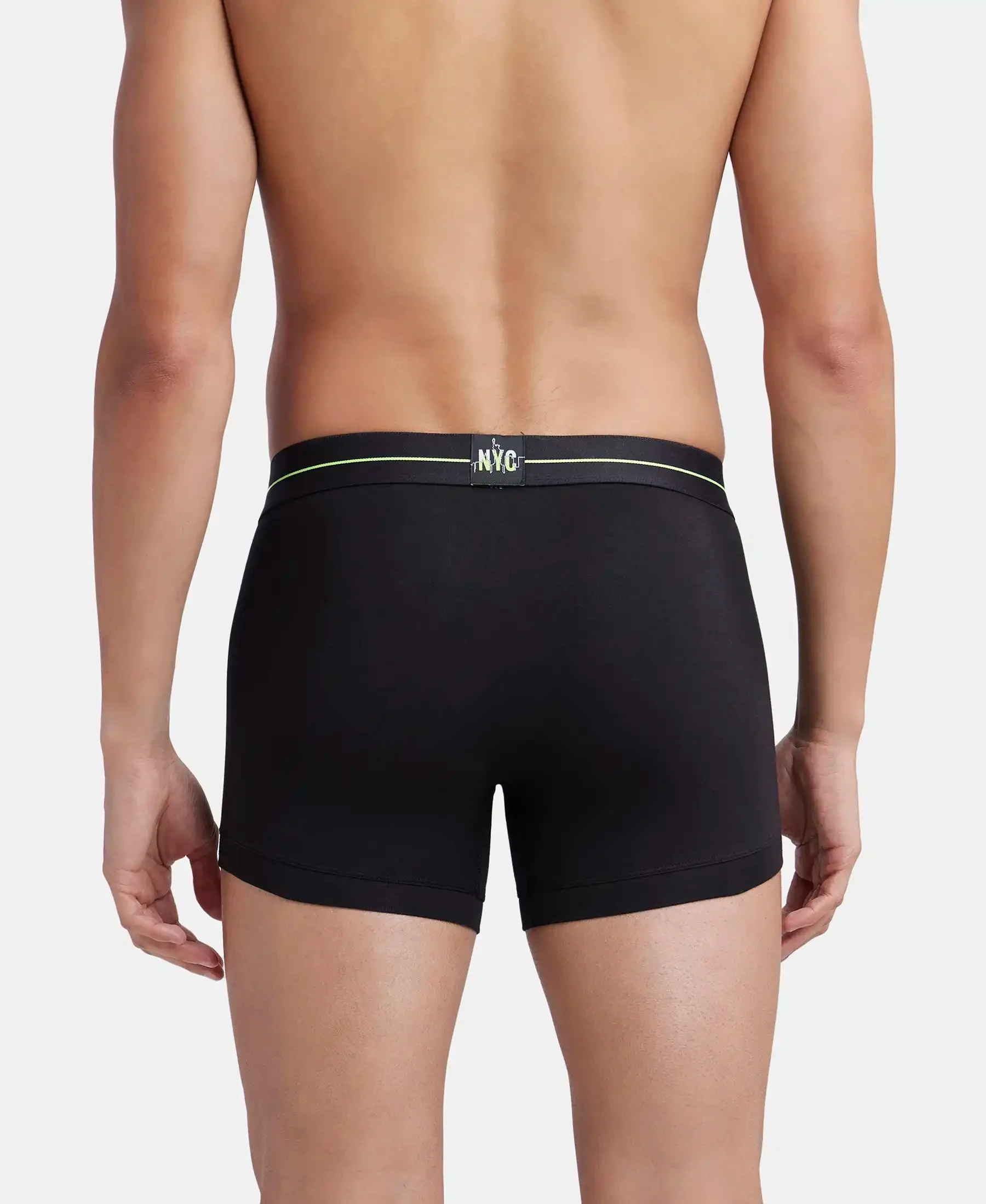 Super Combed Cotton Elastane Stretch Solid Trunk with Ultrasoft Waistband - Black & Iceberg Green (Pack of 2) - Image 7
