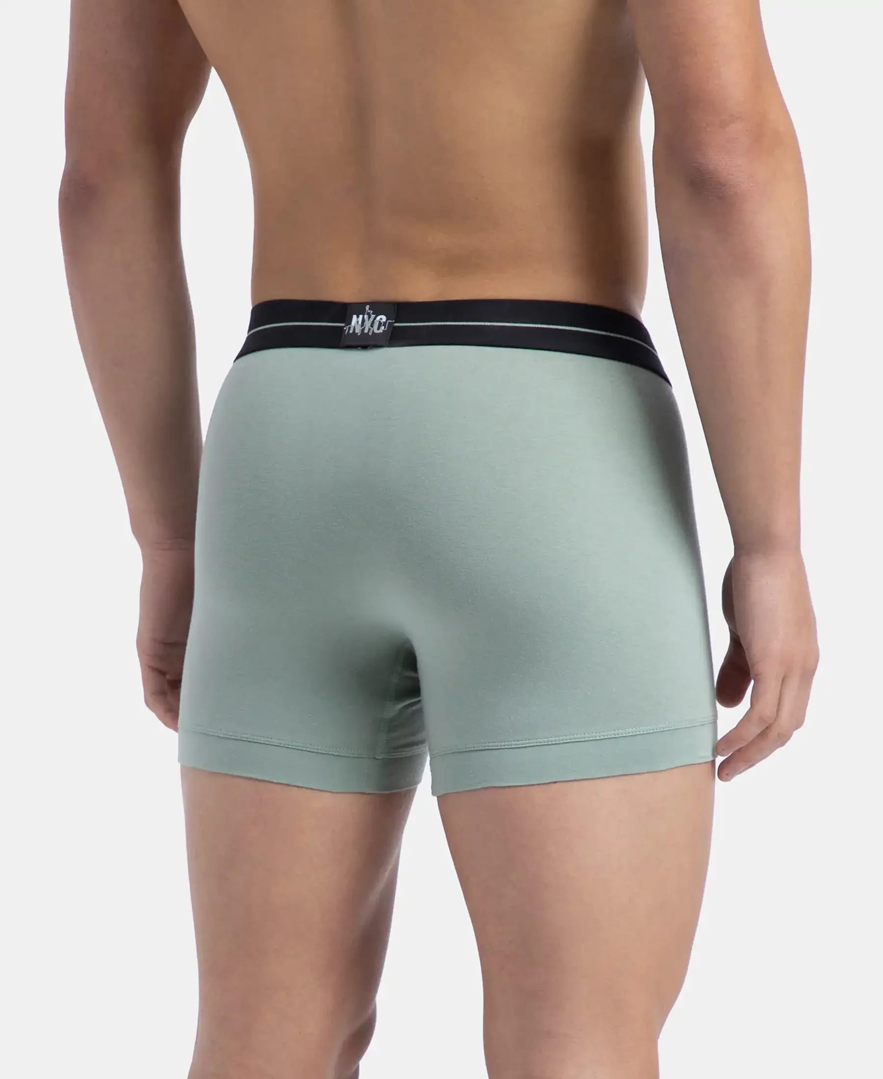 Super Combed Cotton Elastane Stretch Solid Trunk with Ultrasoft Waistband - Black & Iceberg Green (Pack of 2) - Image 8