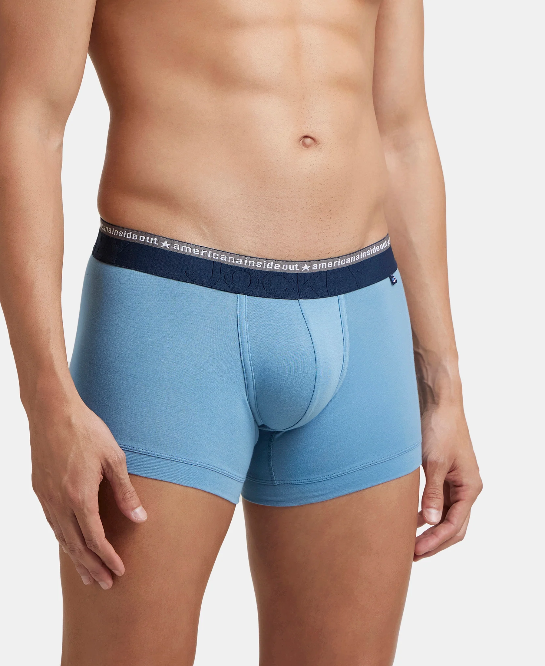 Super Combed Cotton Elastane Stretch Solid Trunk with Ultrasoft Waistband - Blue Heaven - Image 2