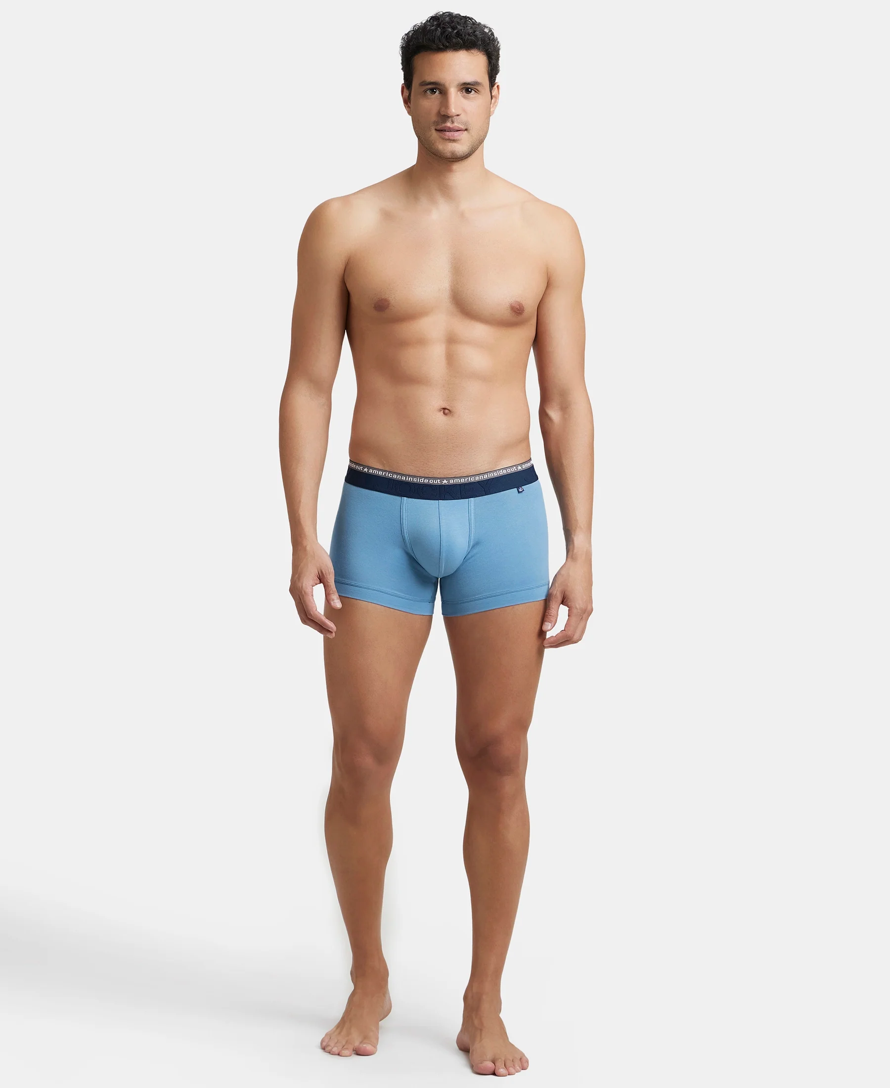 Super Combed Cotton Elastane Stretch Solid Trunk with Ultrasoft Waistband - Blue Heaven - Image 4