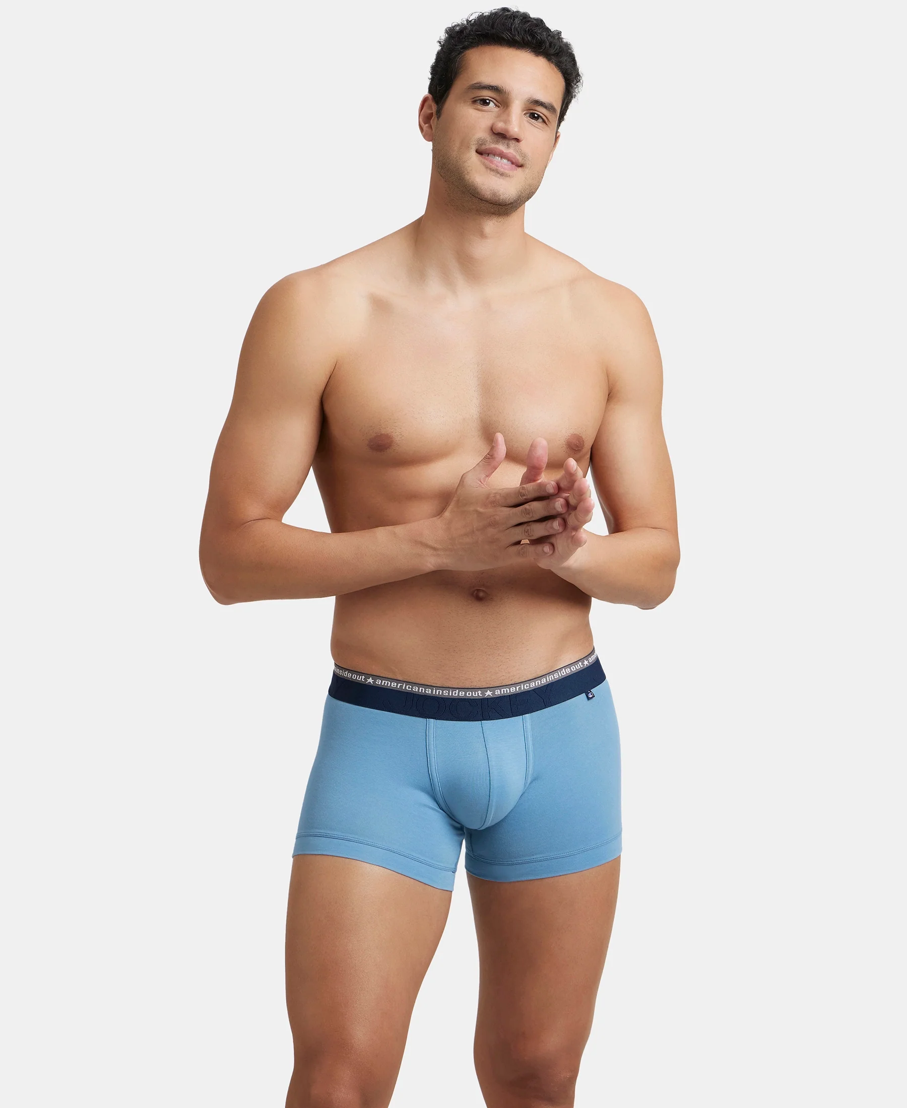 Super Combed Cotton Elastane Stretch Solid Trunk with Ultrasoft Waistband - Blue Heaven - Image 5