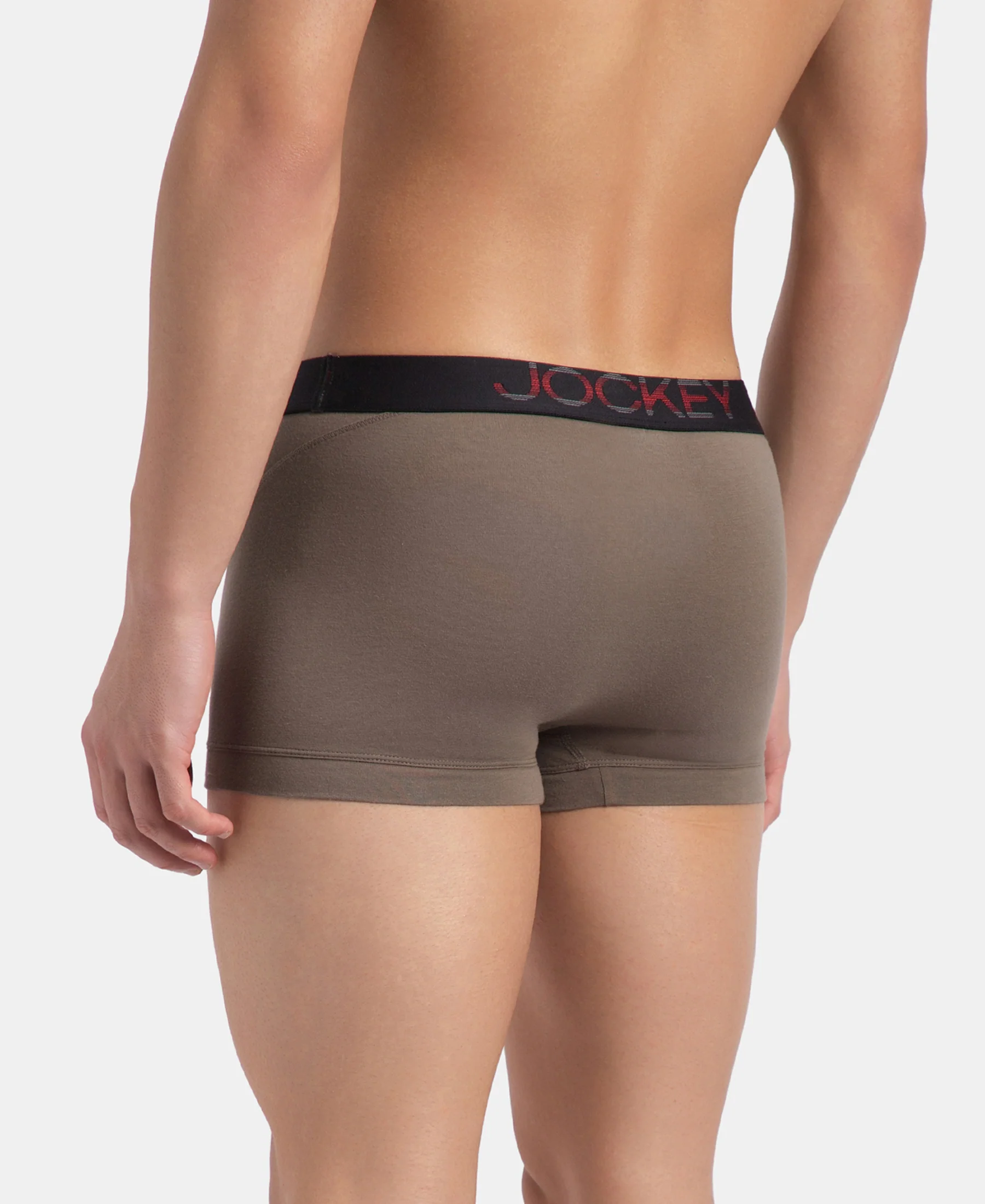 Super Combed Cotton Elastane Stretch Solid Trunk with Ultrasoft Waistband - Dark Khaki - Image 3