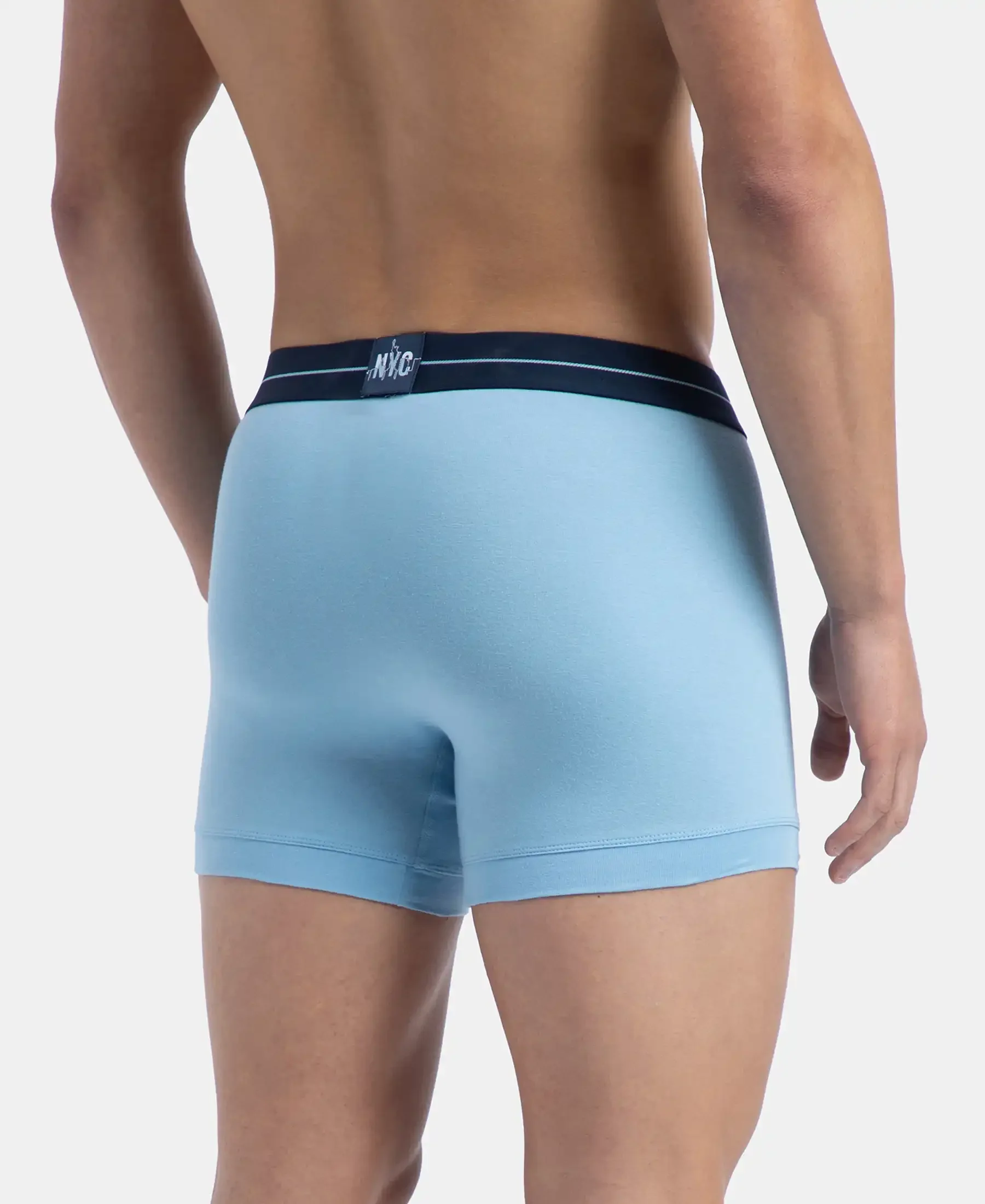 Super Combed Cotton Elastane Stretch Solid Trunk with Ultrasoft Waistband - Dusk Blue - Image 3