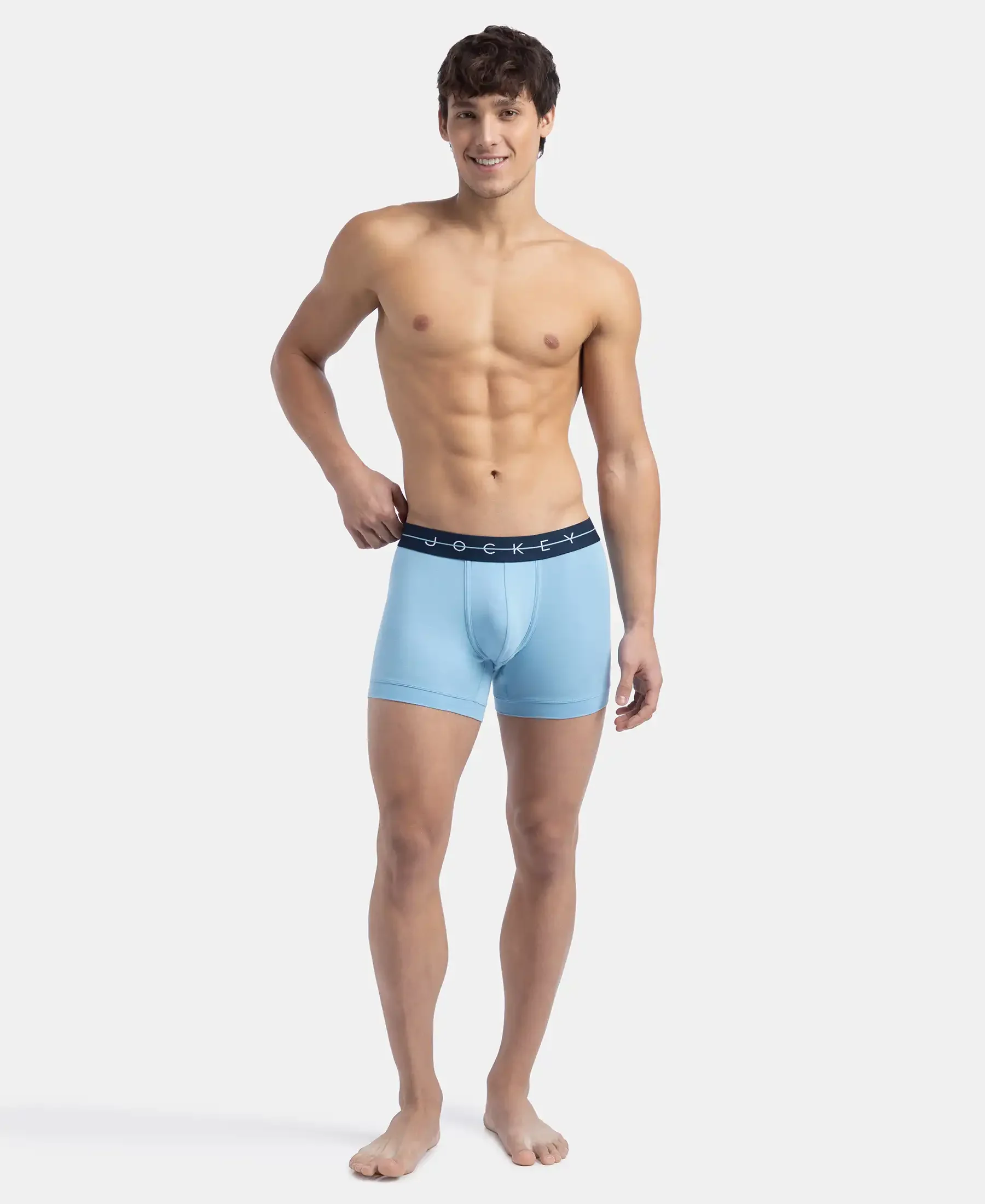 Super Combed Cotton Elastane Stretch Solid Trunk with Ultrasoft Waistband - Dusk Blue - Image 4