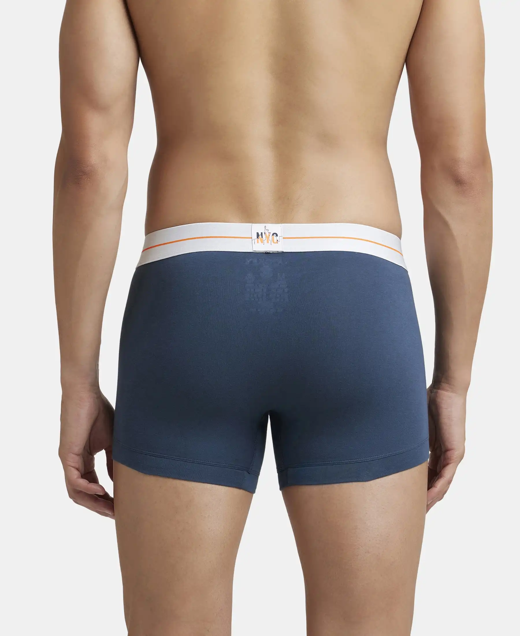 Super Combed Cotton Elastane Stretch Solid Trunk with Ultrasoft Waistband - Mid Night Navy & Monument (Pack of 2) - Image 7