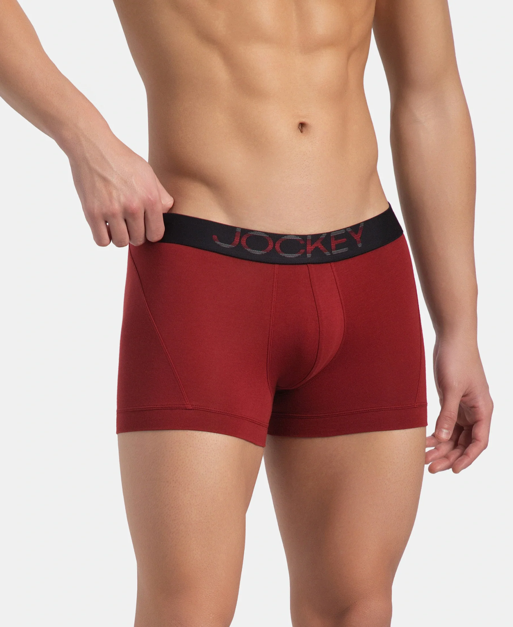Super Combed Cotton Elastane Stretch Solid Trunk with Ultrasoft Waistband - Sundried Tomato - Image 2