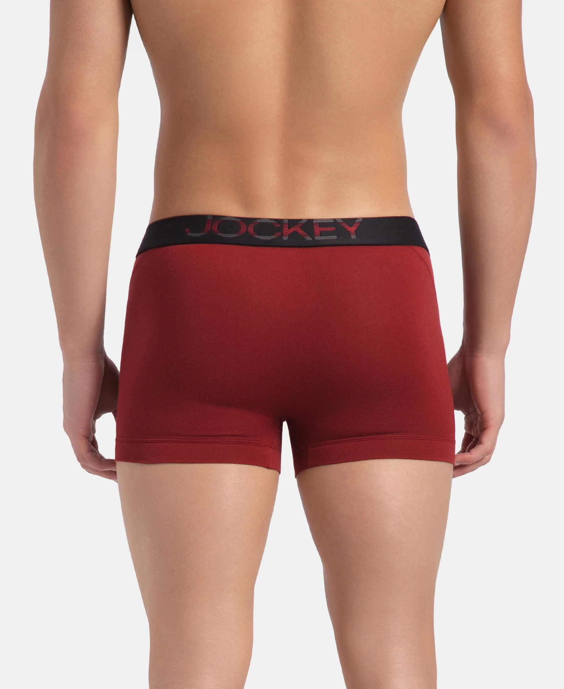 Super Combed Cotton Elastane Stretch Solid Trunk with Ultrasoft Waistband - Sundried Tomato - Image 3