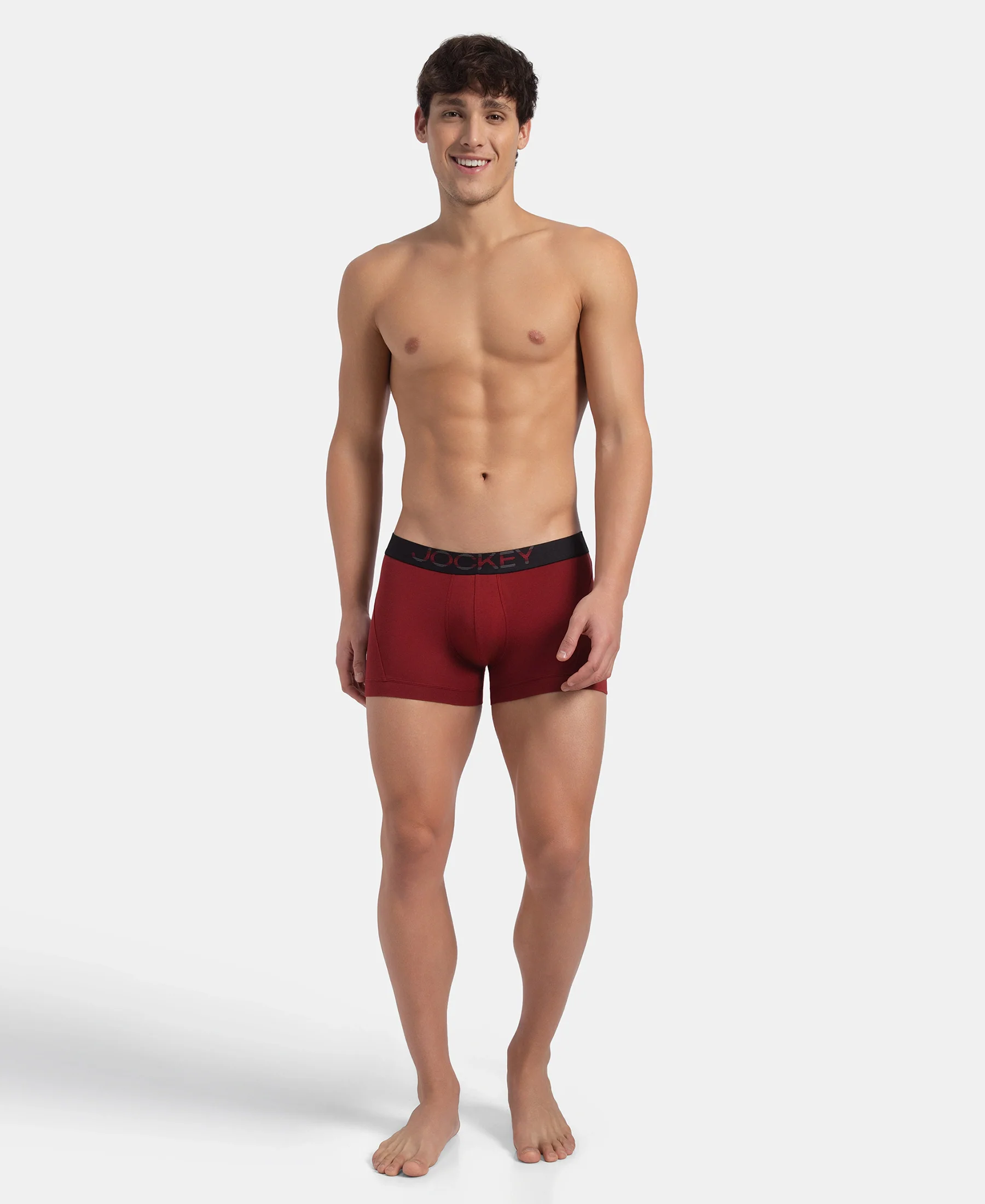 Super Combed Cotton Elastane Stretch Solid Trunk with Ultrasoft Waistband - Sundried Tomato - Image 4