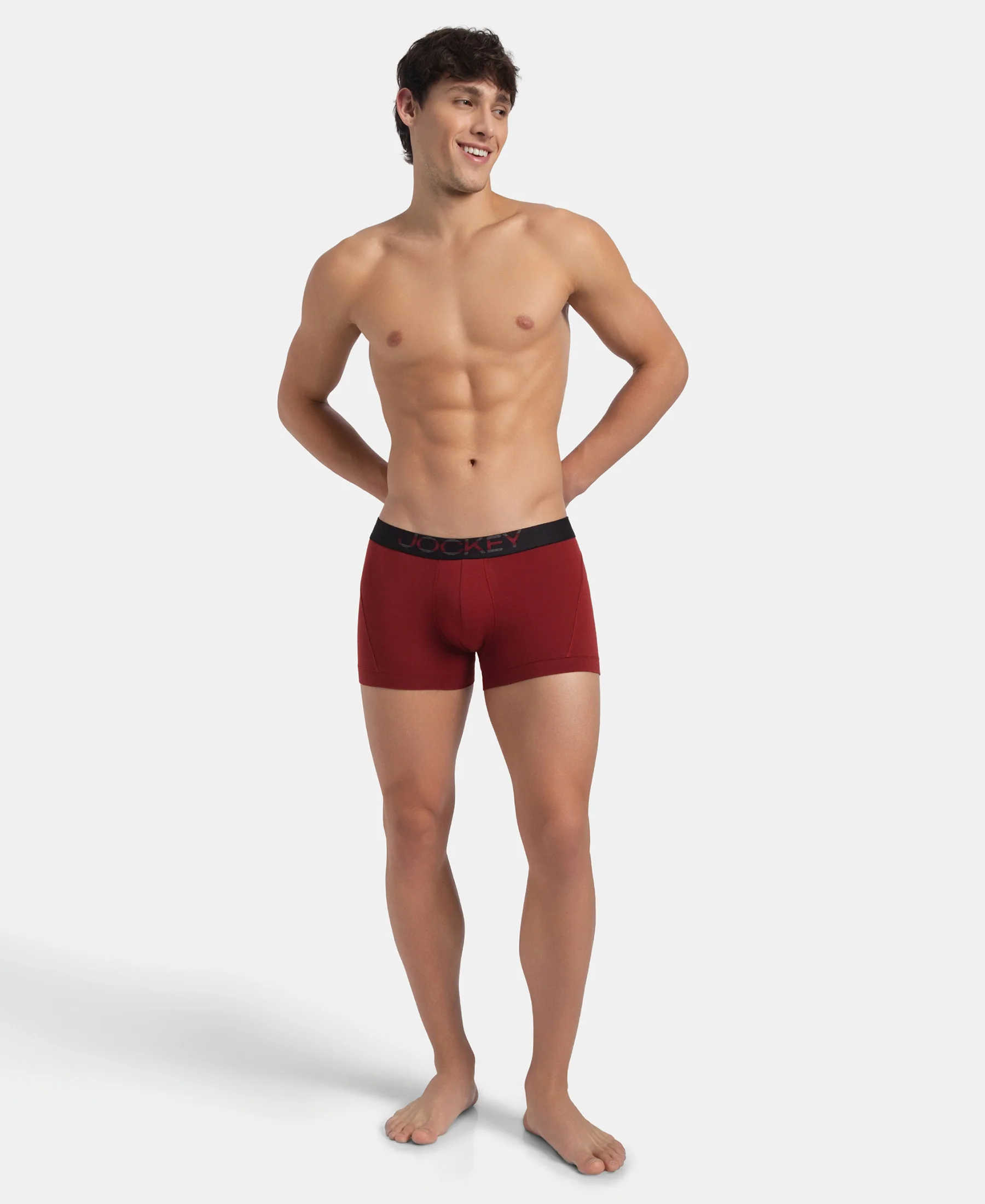 Super Combed Cotton Elastane Stretch Solid Trunk with Ultrasoft Waistband - Sundried Tomato - Image 6