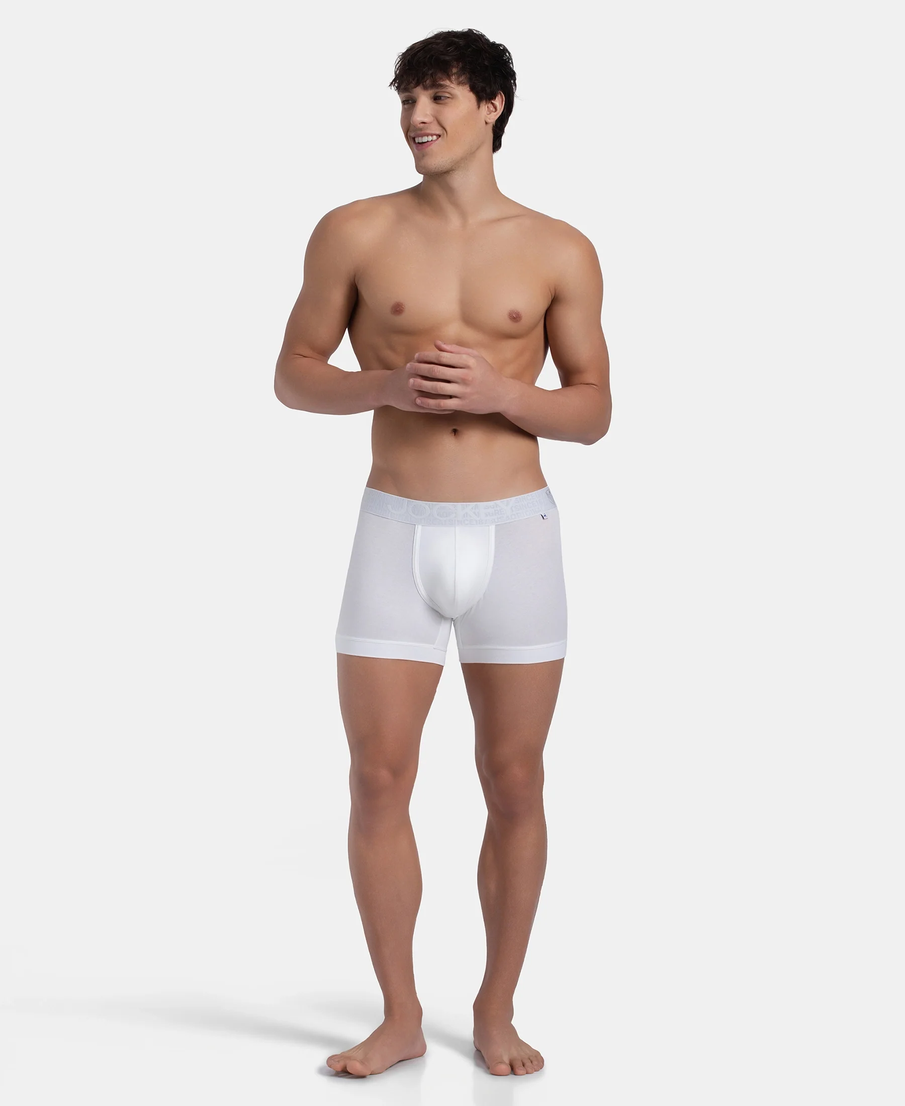 Super Combed Cotton Elastane Stretch Solid Trunk with Ultrasoft Waistband - White (Pack of 2) - Image 8