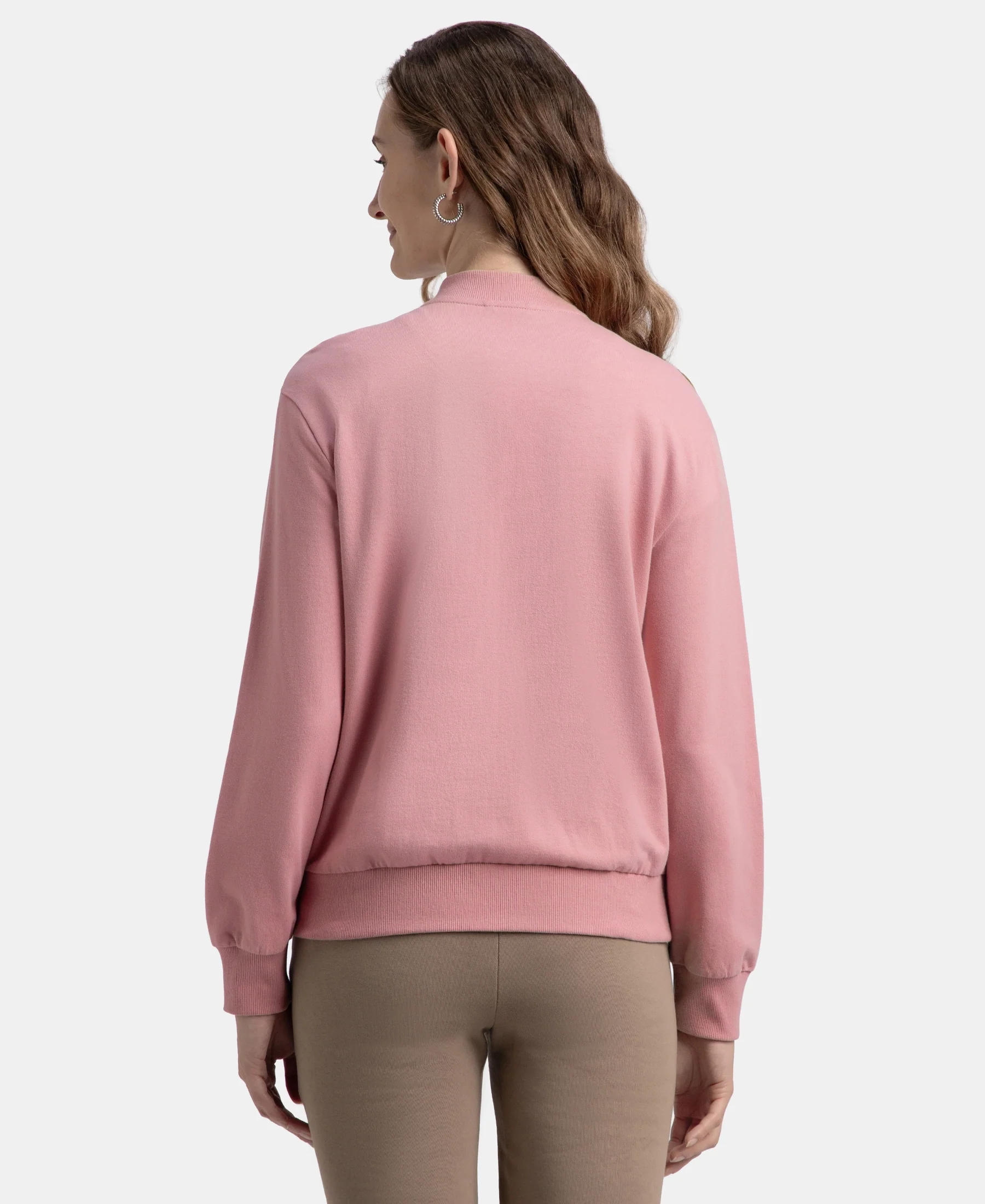 Super Combed Cotton French Terry Drop Shoulder Styled Jacket with Ribbed Cuff and Hem - Lilas - Image 3