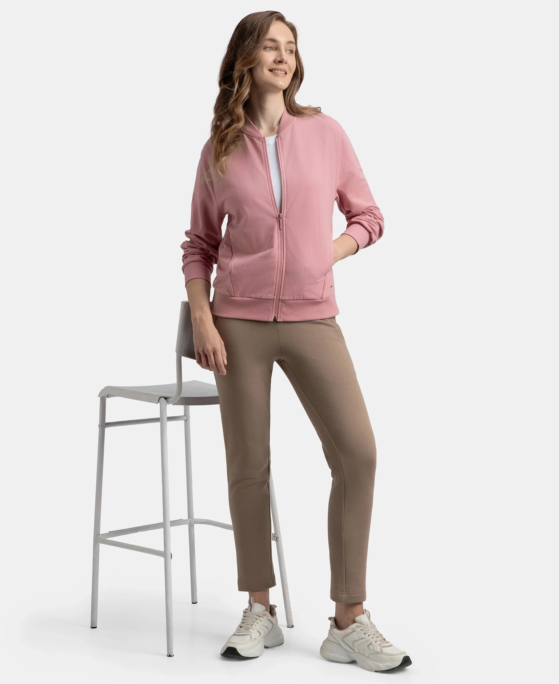 Super Combed Cotton French Terry Drop Shoulder Styled Jacket with Ribbed Cuff and Hem - Lilas - Image 6