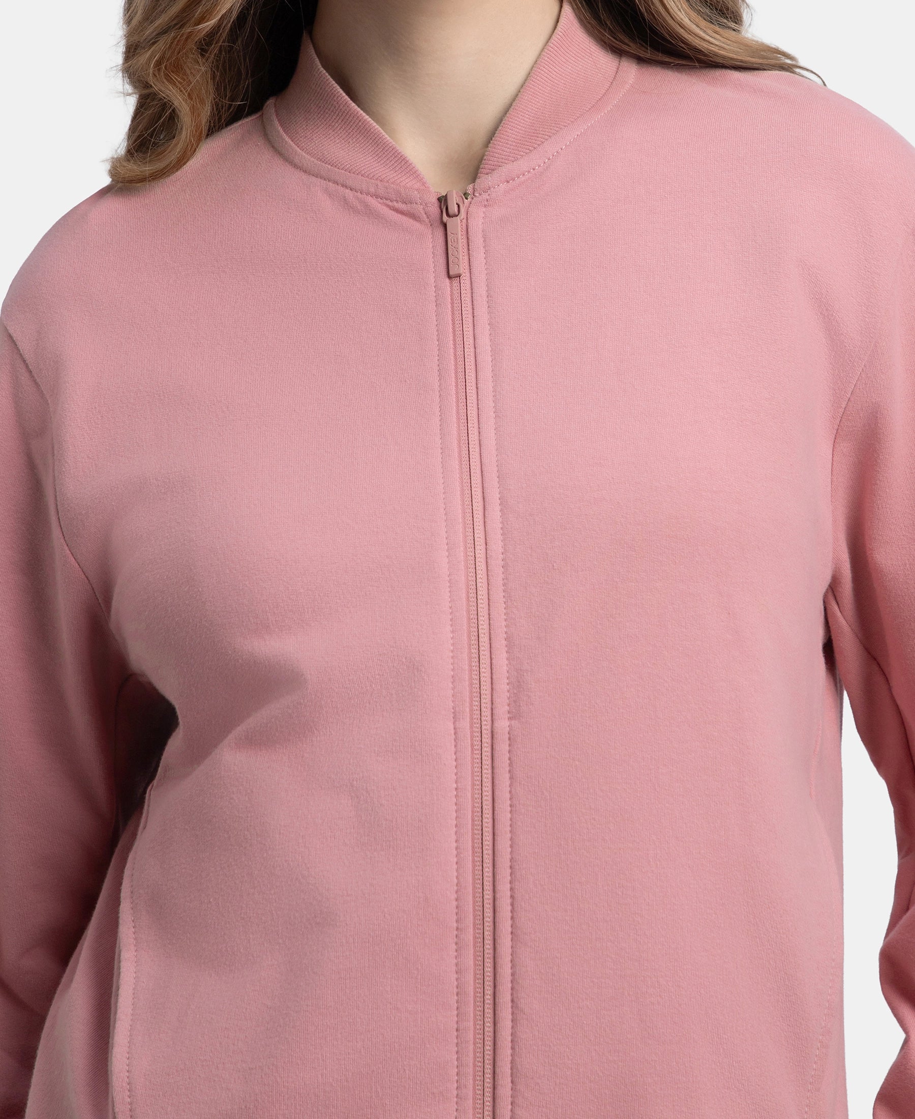 Super Combed Cotton French Terry Drop Shoulder Styled Jacket with Ribbed Cuff and Hem - Lilas - Image 7