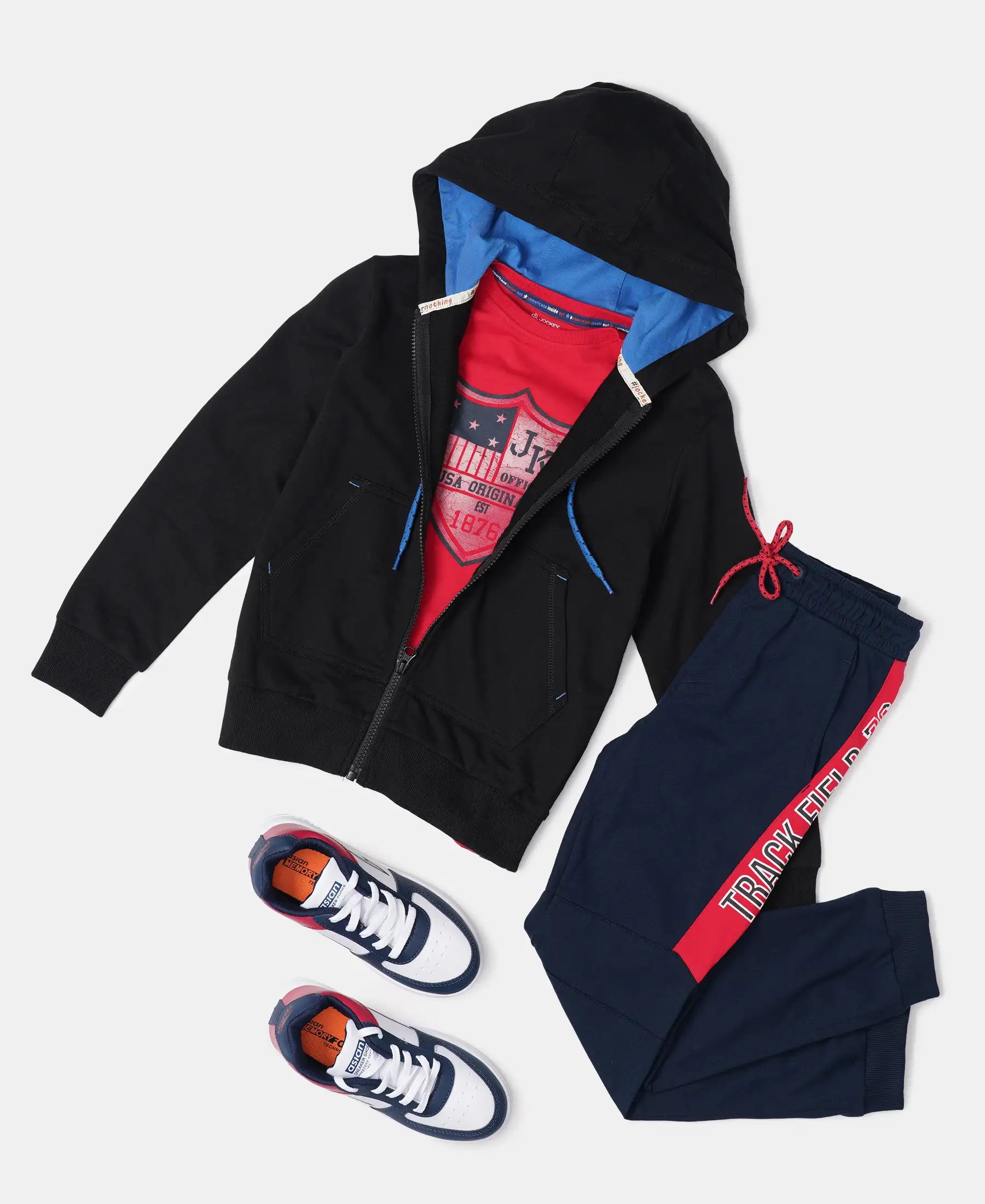 Boy's Super Combed Cotton French Terry Graphic Printed Hoodie Jacket - Black - Image 4