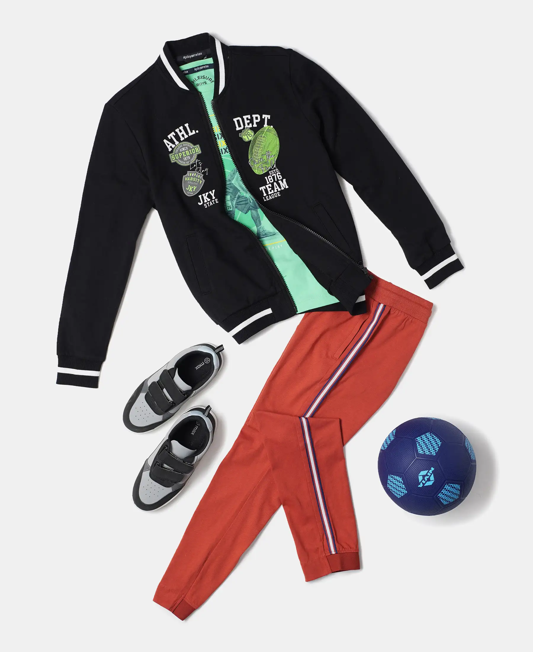 Boy's Super Combed Cotton French Terry Graphic Printed Jacket - Black - Image 4