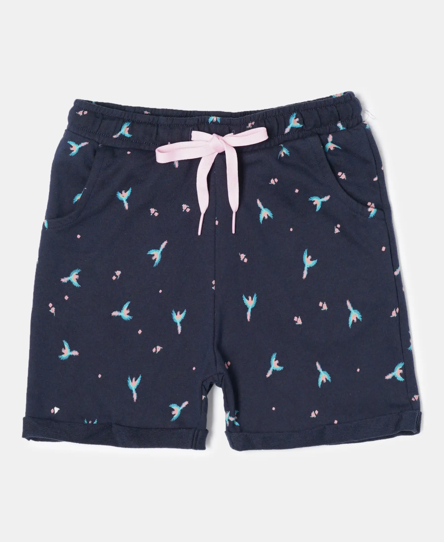 Girl's Super Combed Cotton French Terry Printed Shorts - Assorted Prints