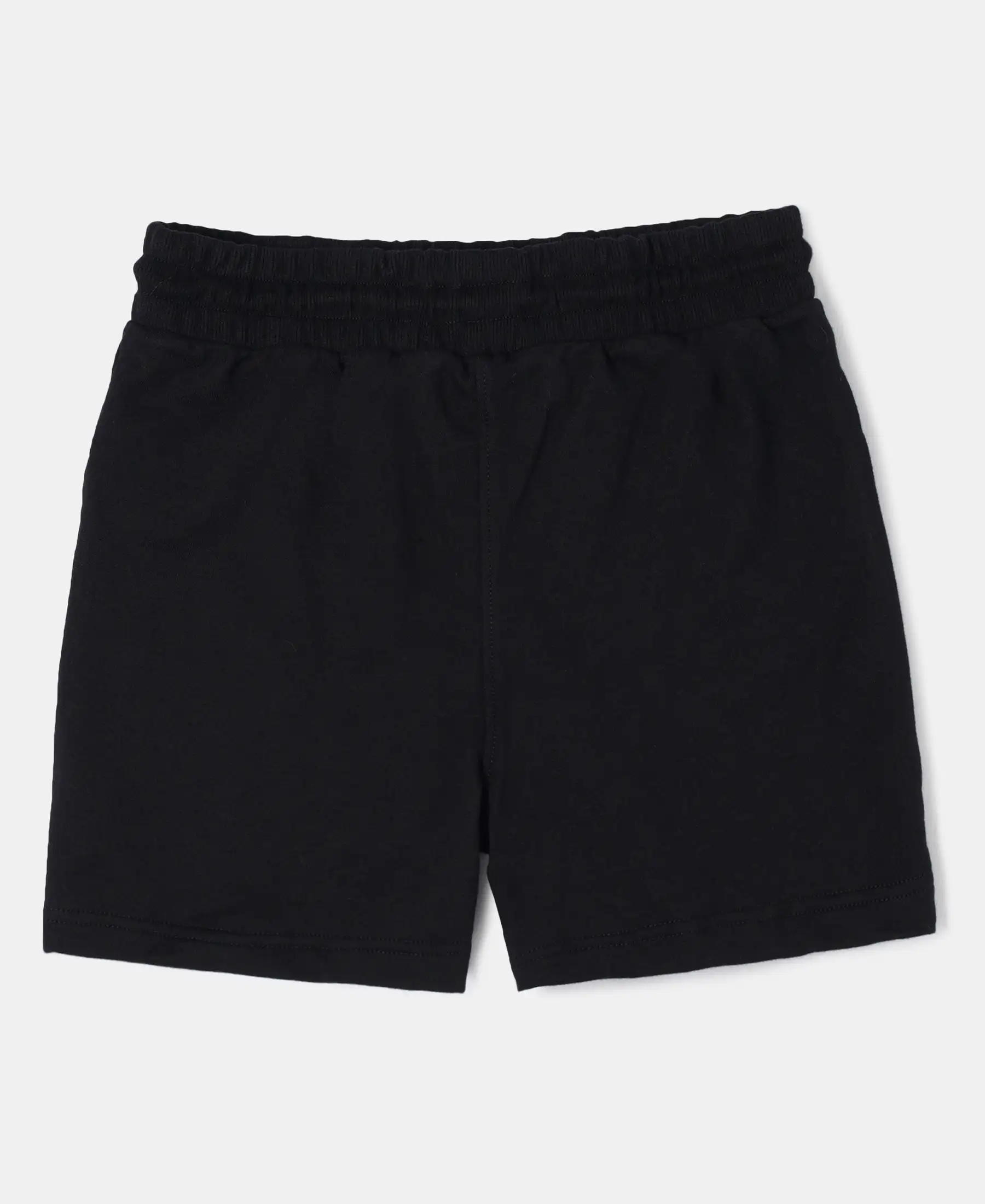 Girl's Super Combed Cotton French Terry Solid Shorts - Black - Image 2