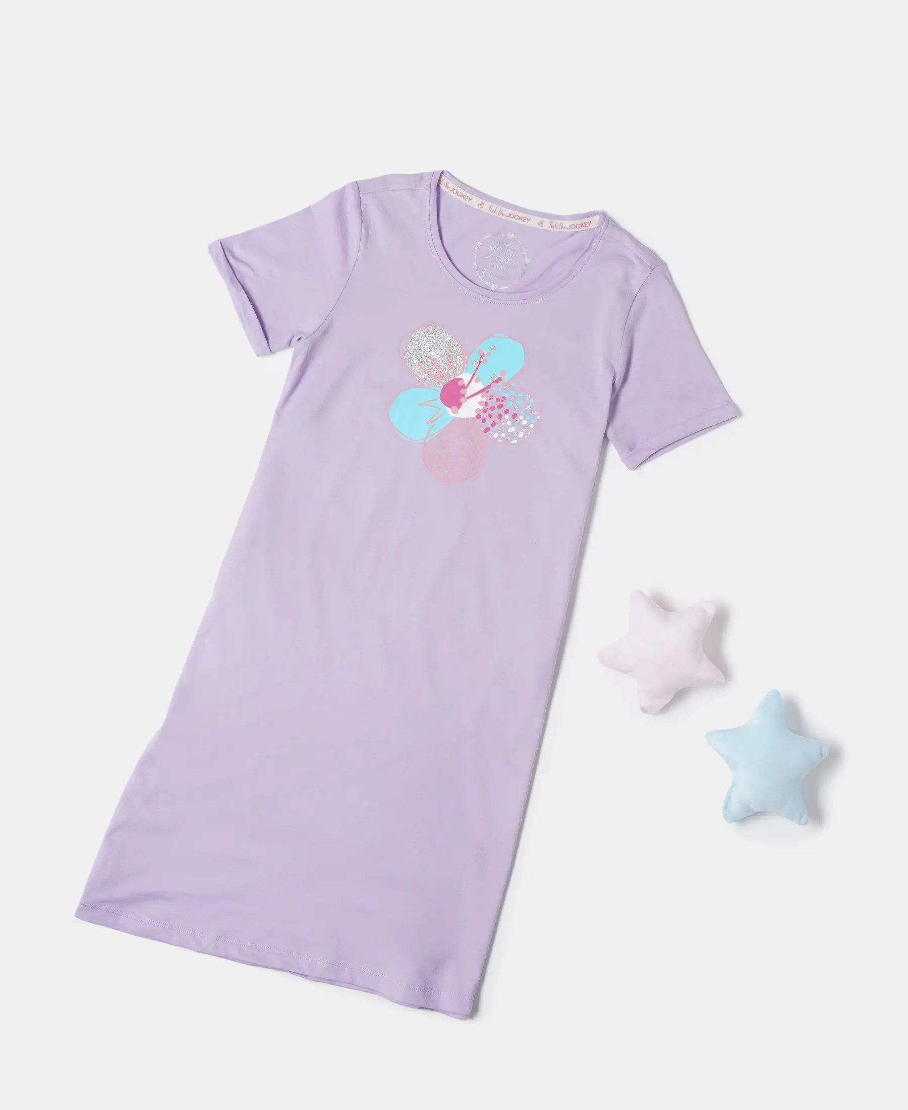 Girl's Super Combed Cotton Graphic Printed Dress - Lavendula - Image 4
