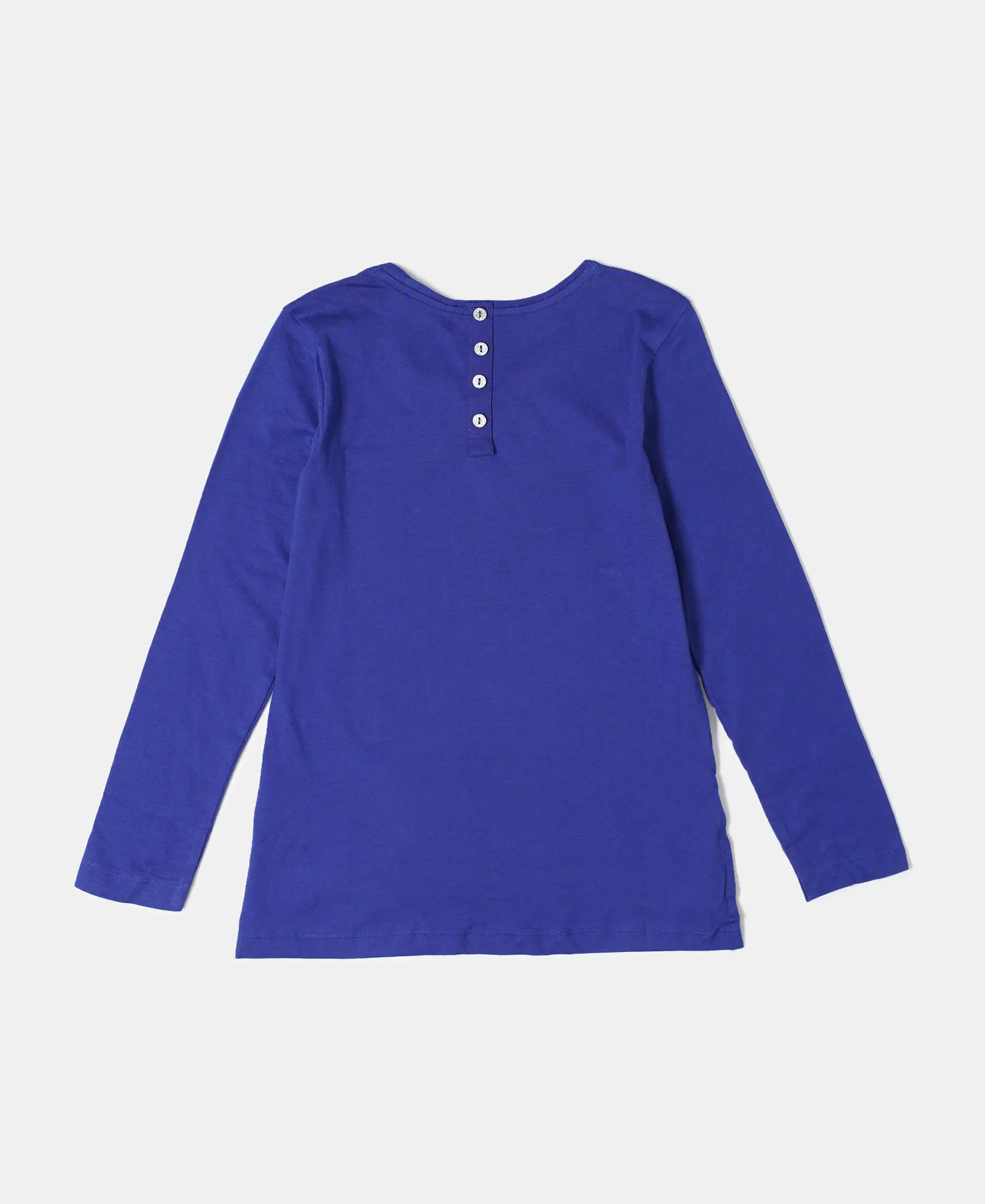 Girl's Super Combed Cotton Graphic Printed Full Sleeve T-Shirt - Indigo Crush - Image 2