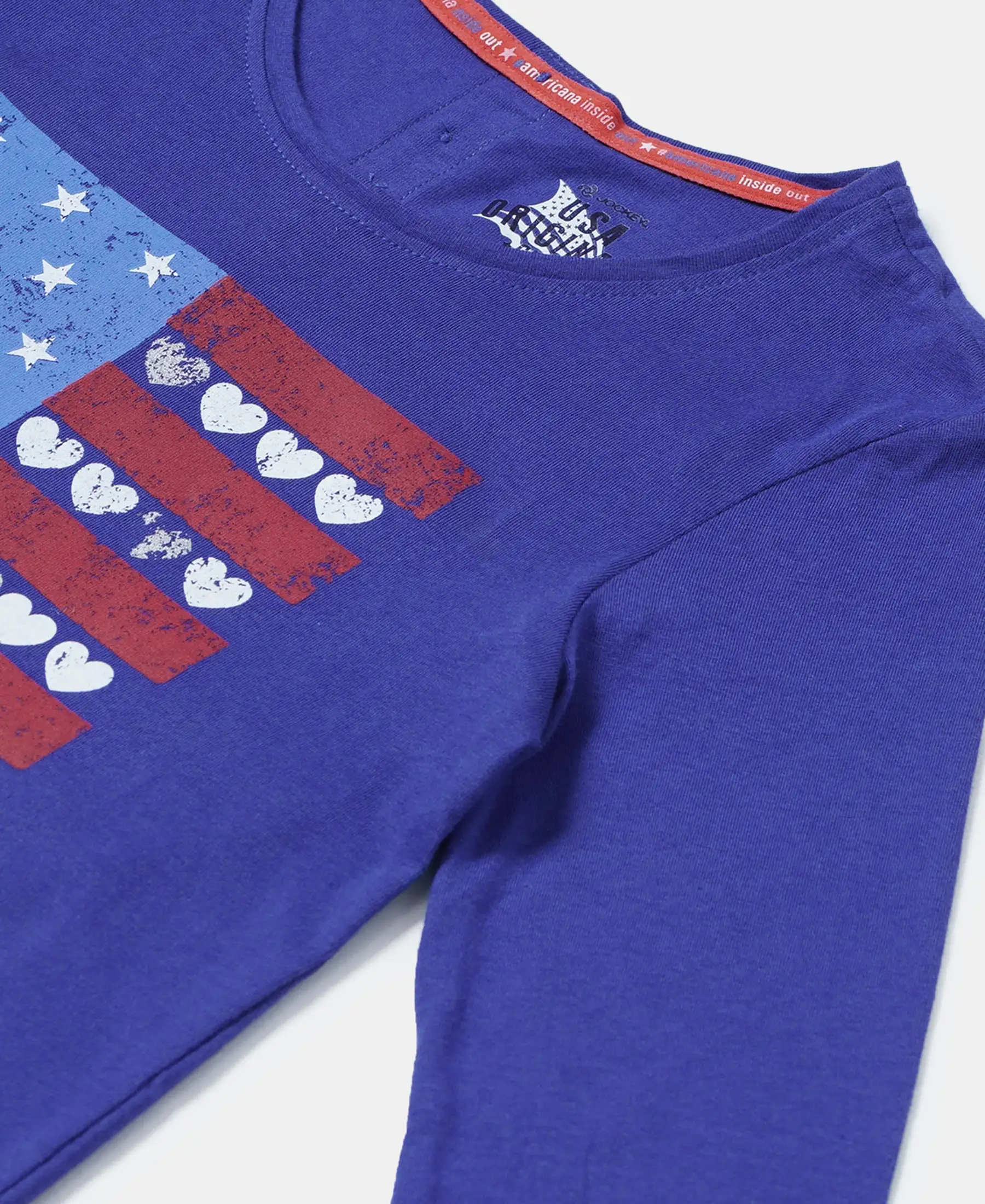 Girl's Super Combed Cotton Graphic Printed Full Sleeve T-Shirt - Indigo Crush - Image 3