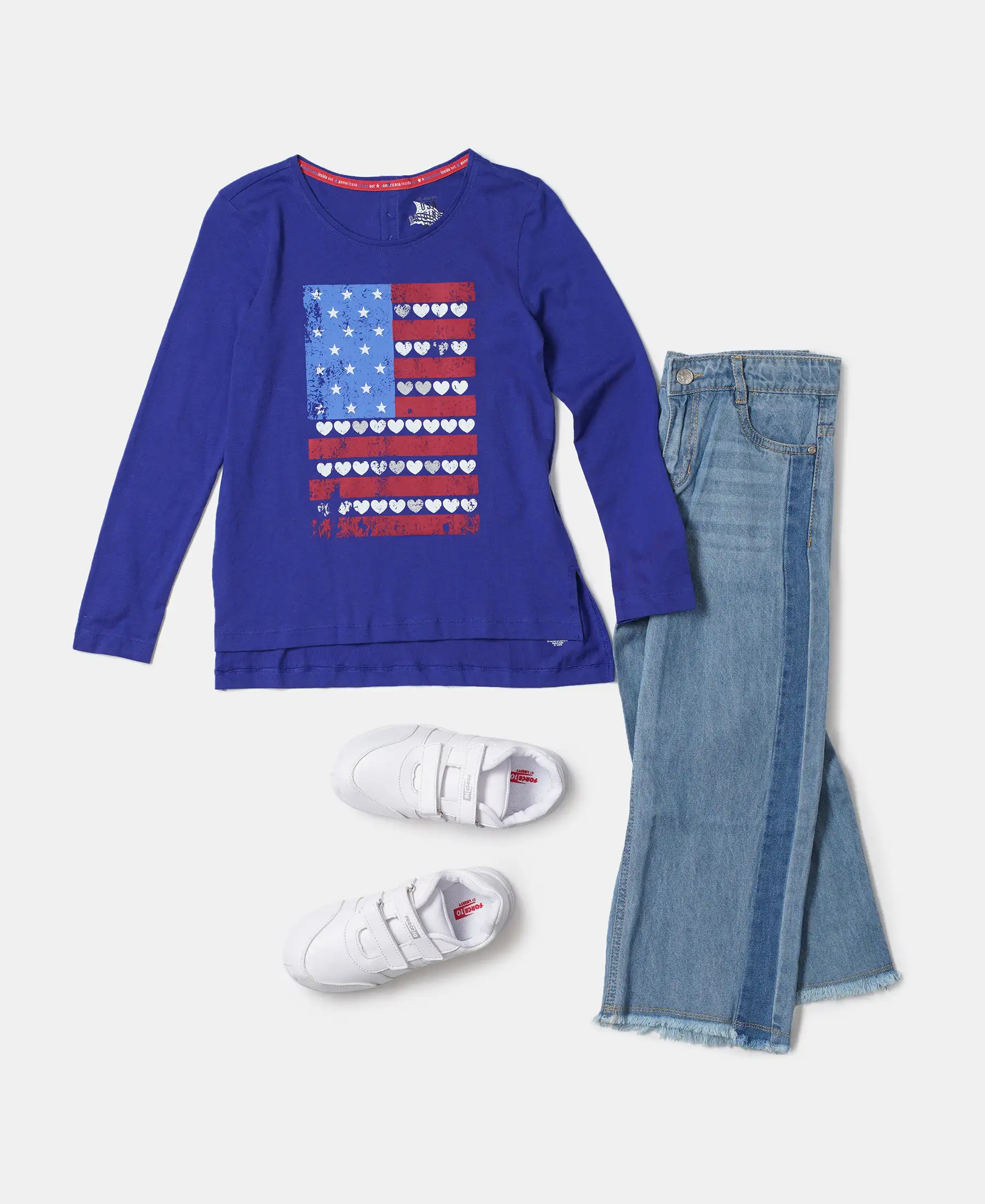Girl's Super Combed Cotton Graphic Printed Full Sleeve T-Shirt - Indigo Crush - Image 5
