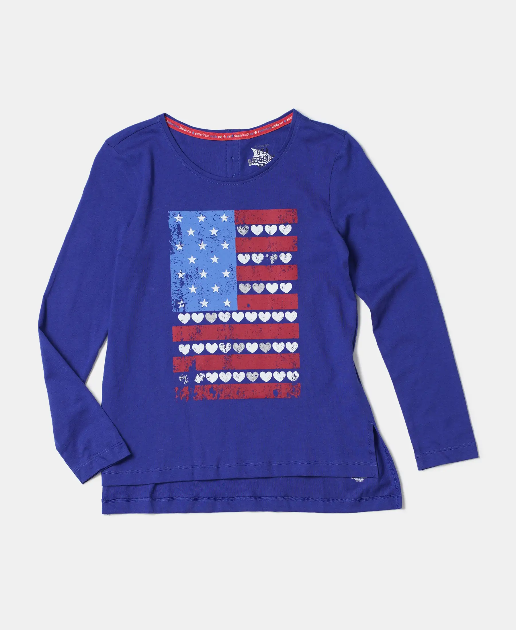 Girl's Super Combed Cotton Graphic Printed Full Sleeve T-Shirt - Indigo Crush - Image 6