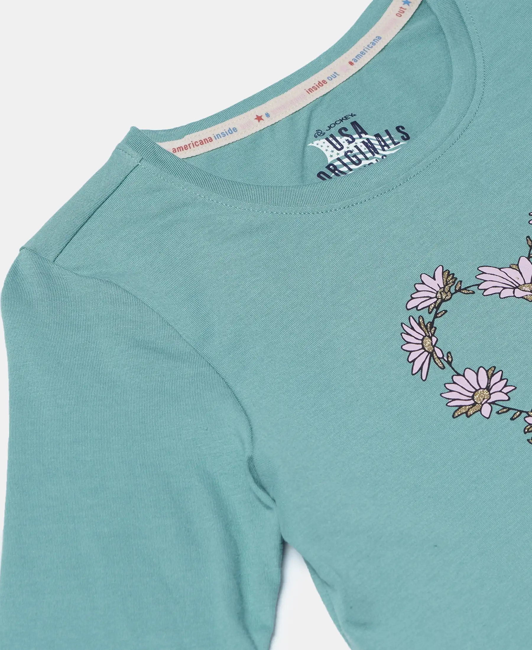Girl's Super Combed Cotton Graphic Printed Full Sleeve T-Shirt - Oil Blue - Image 3