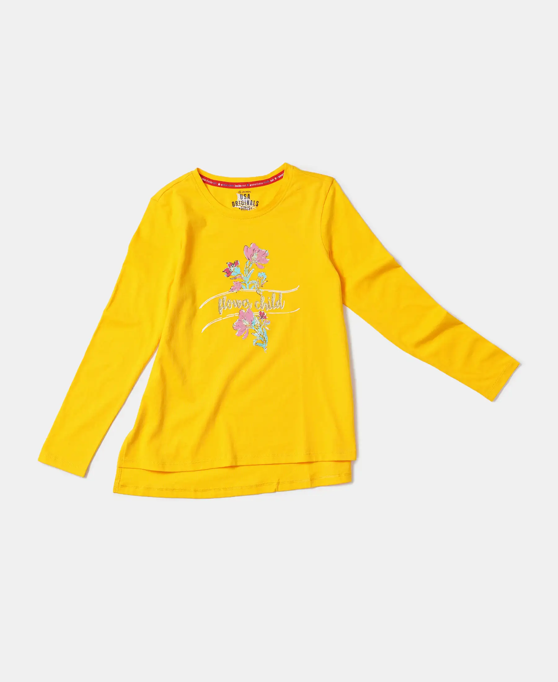 Girl's Super Combed Cotton Graphic Printed Full Sleeve T-Shirt - Spectra Yellow - Image 5