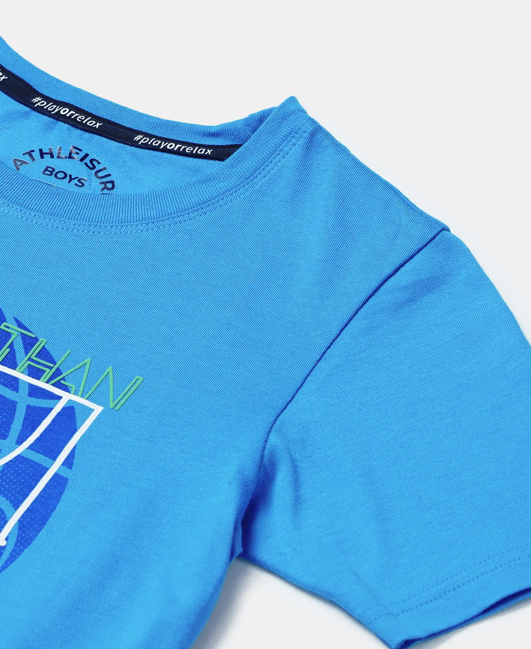 Boy's Super Combed Cotton Graphic Printed Half Sleeve T-Shirt - Malibu Blue - Image 3