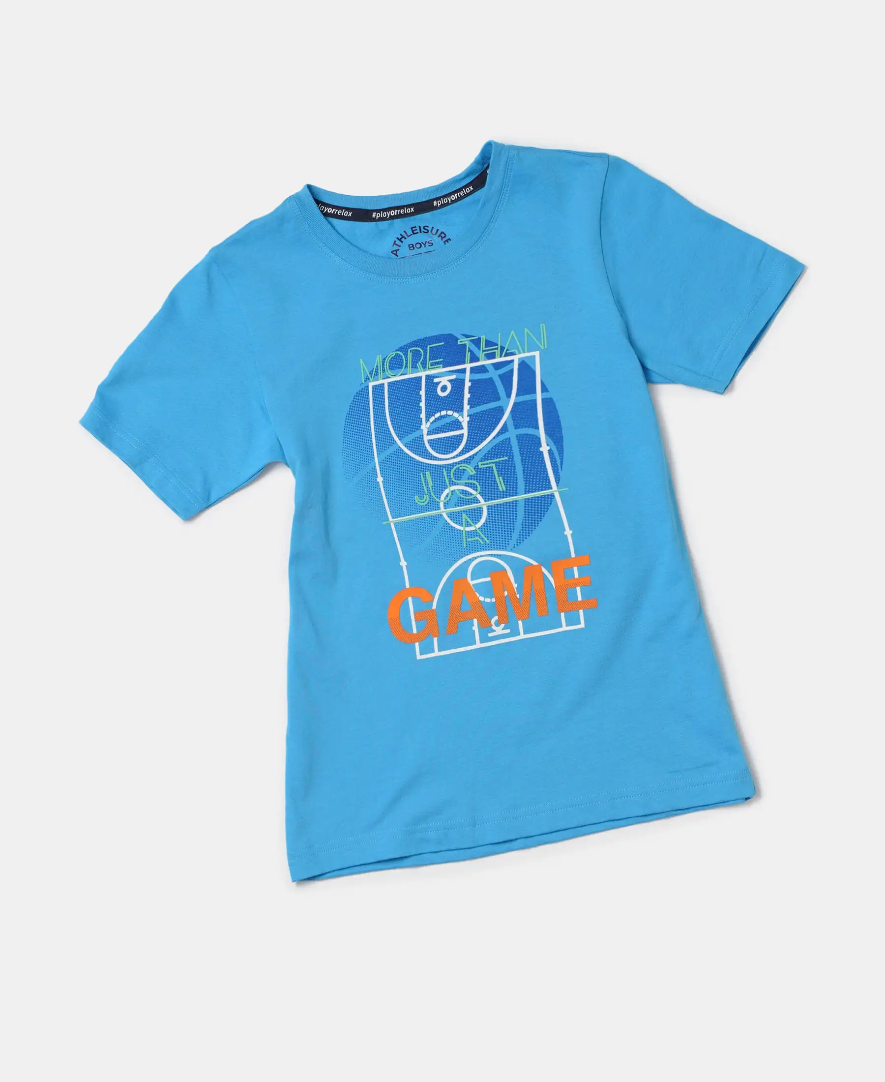 Boy's Super Combed Cotton Graphic Printed Half Sleeve T-Shirt - Malibu Blue - Image 5