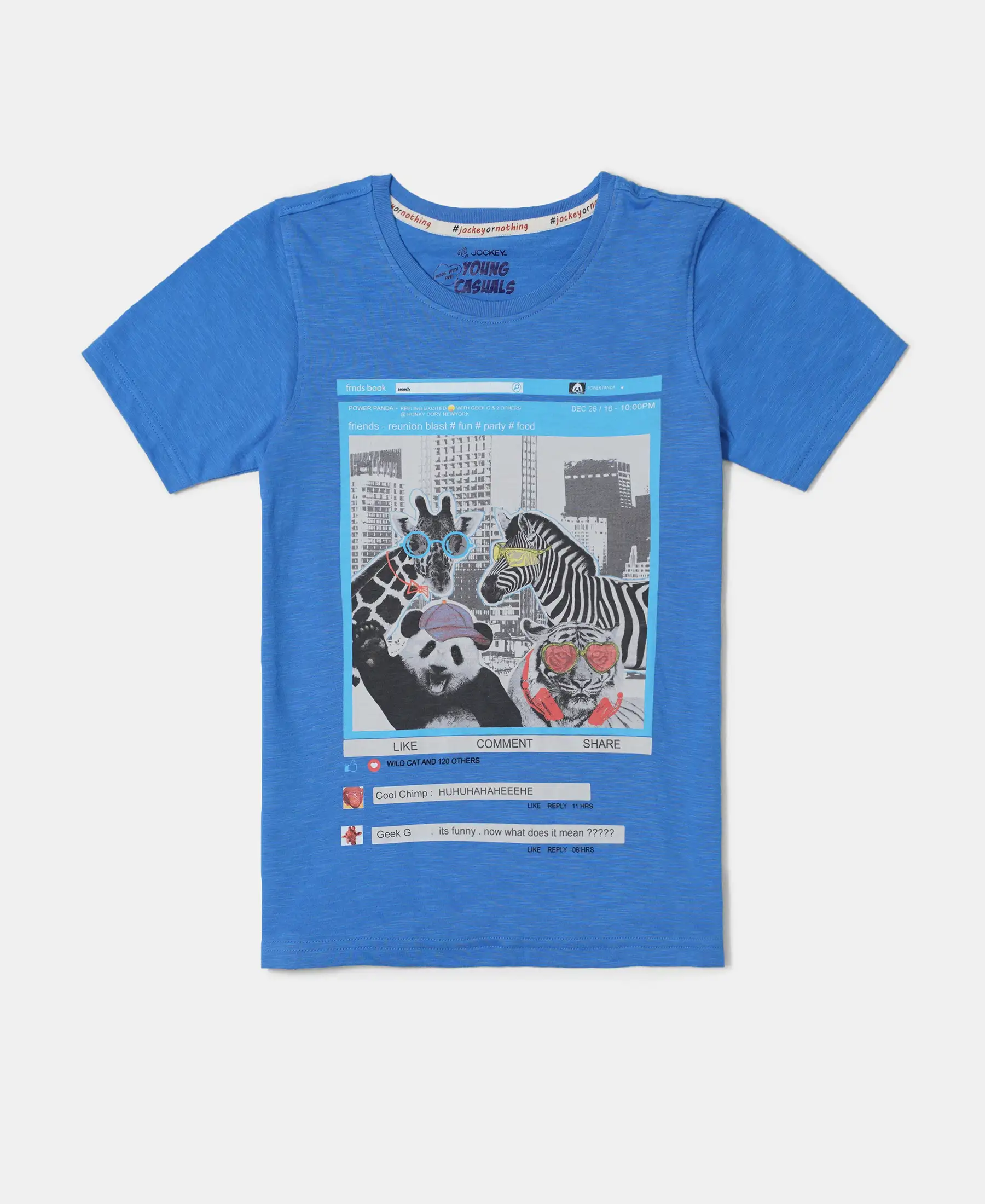 Boy's Super Combed Cotton Graphic Printed Half Sleeve T-Shirt - Palace Blue Printed