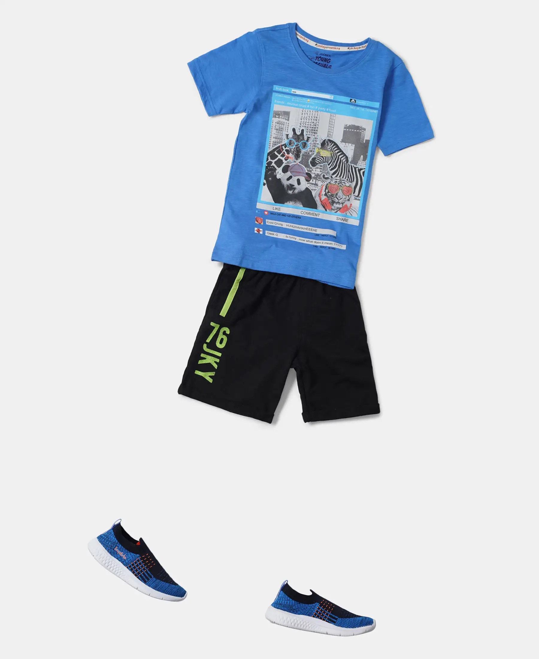 Boy's Super Combed Cotton Graphic Printed Half Sleeve T-Shirt - Palace Blue Printed - Image 4