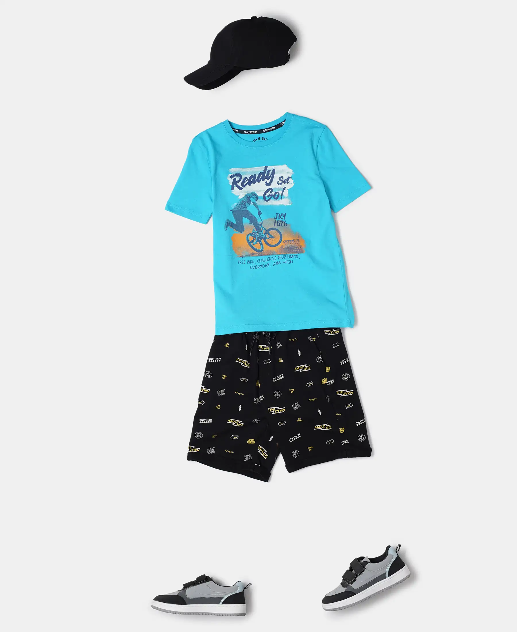Boy's Super Combed Cotton Graphic Printed Half Sleeve T-Shirt - Scuba Blue Printed - Image 5