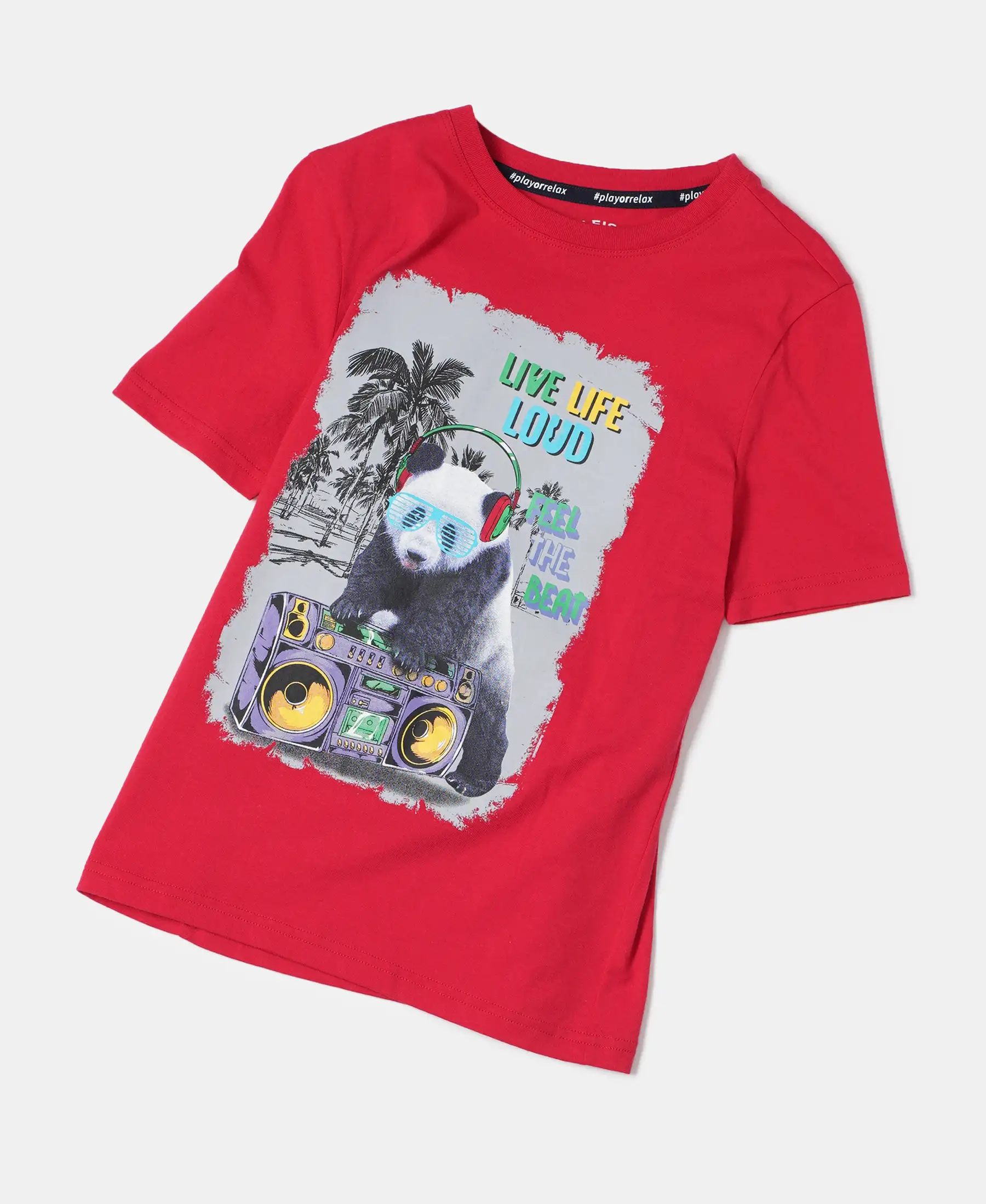 Boy's Super Combed Cotton Graphic Printed Half Sleeve T-Shirt - Team Red Printed - Image 4