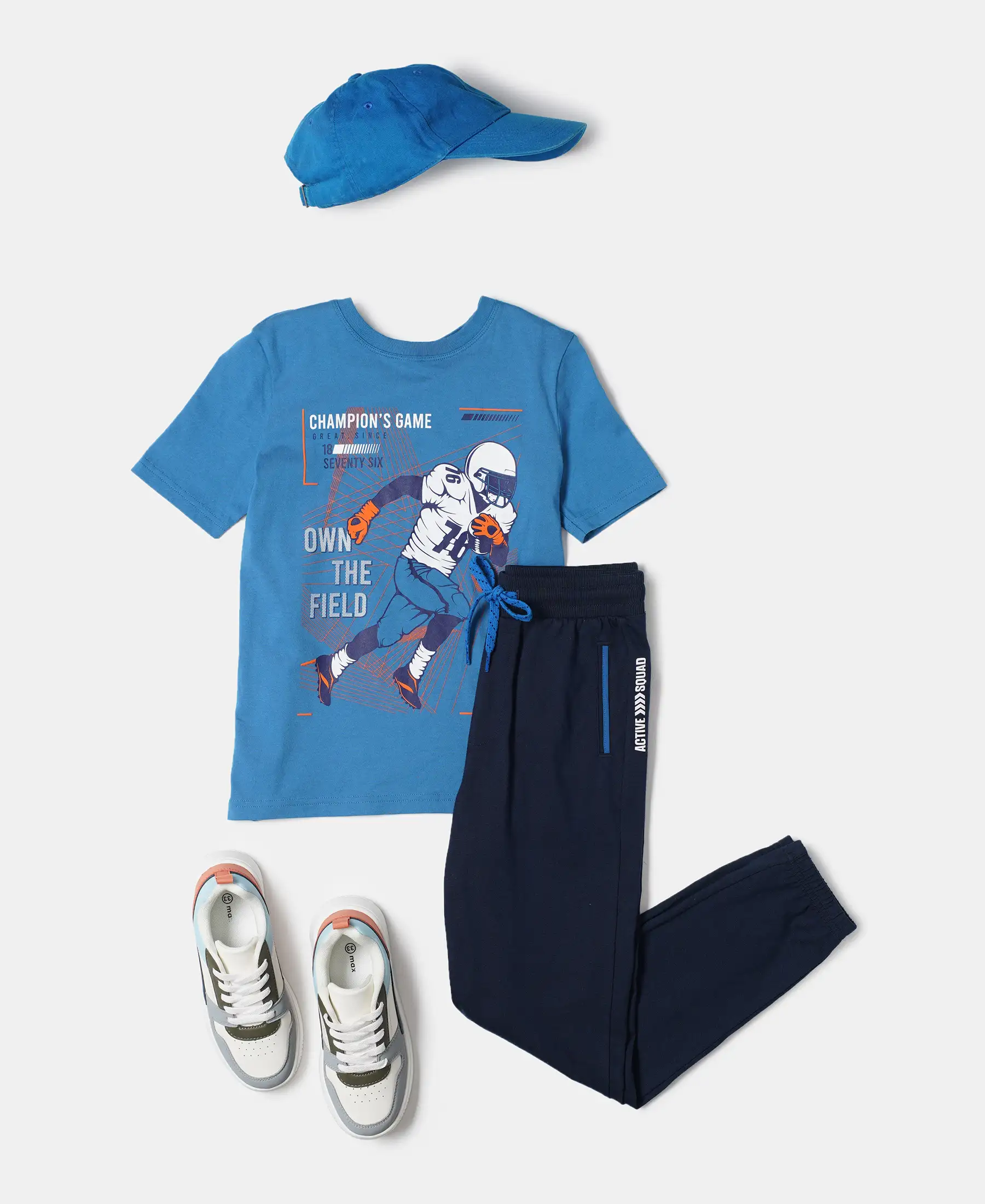 Boy's Super Combed Cotton Graphic Printed Half Sleeve T-Shirt - Vallarta Blue - Image 4