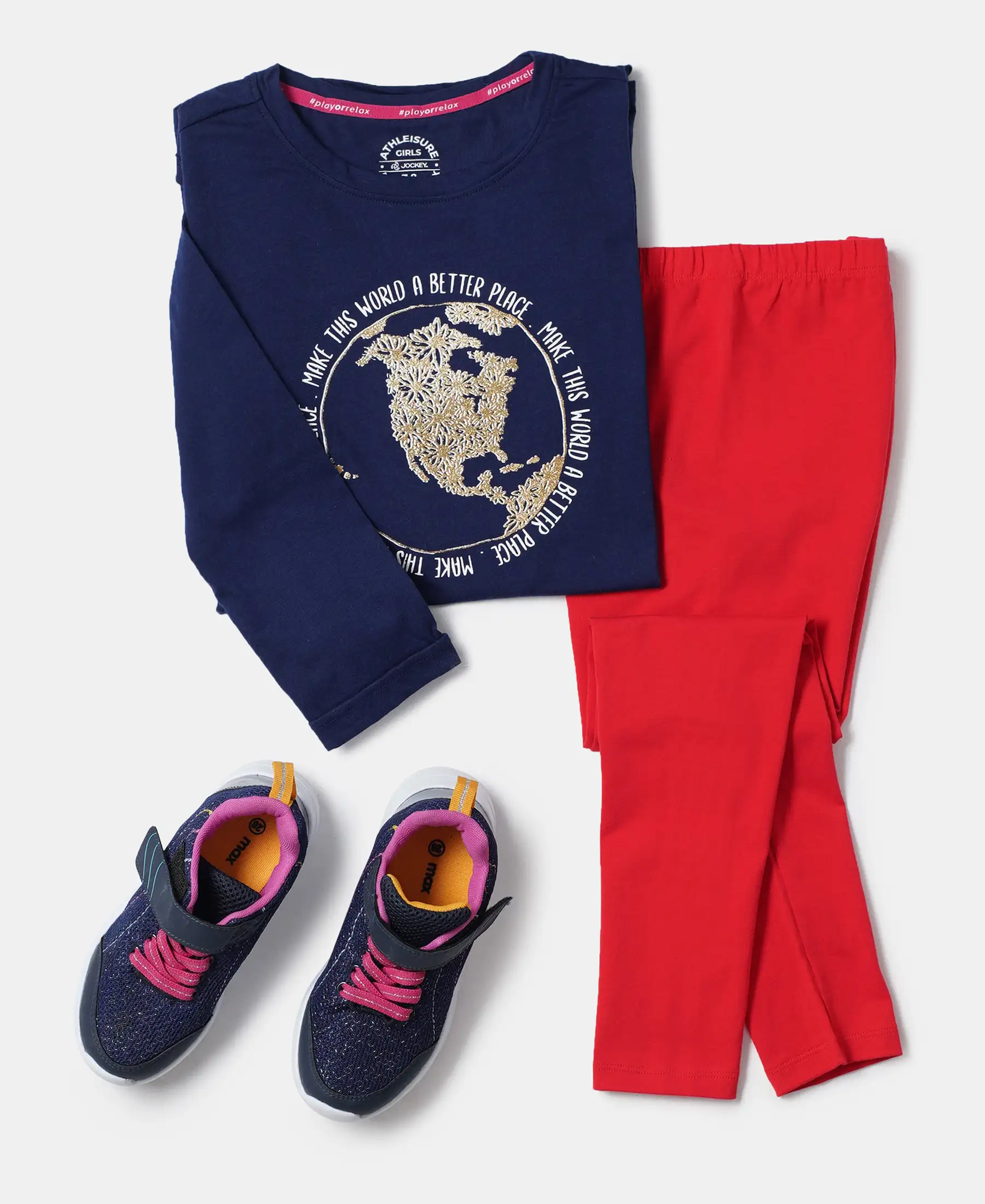 Girl's Super Combed Cotton Graphic Printed Long Length T-Shirt - Imperial Blue Printed - Image 4
