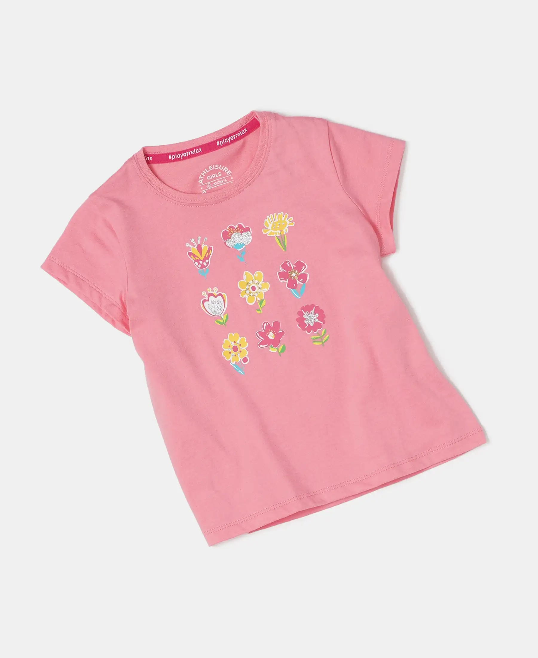 Girl's Super Combed Cotton Graphic Printed T-Shirt - Flamingo Pink - Image 5