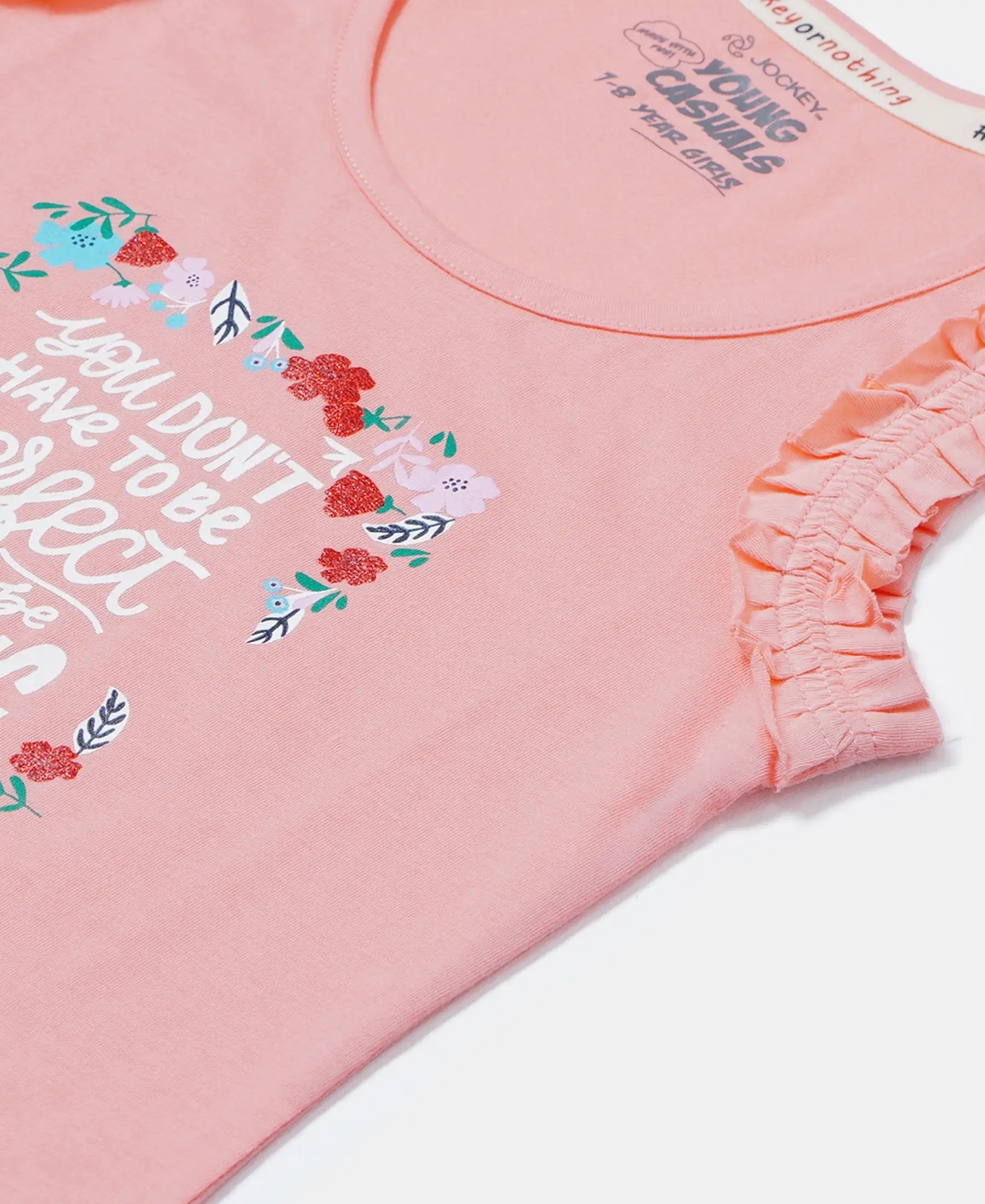 Girl's Super Combed Cotton Graphic Printed Tank Top - Flamingo Pink - Image 3