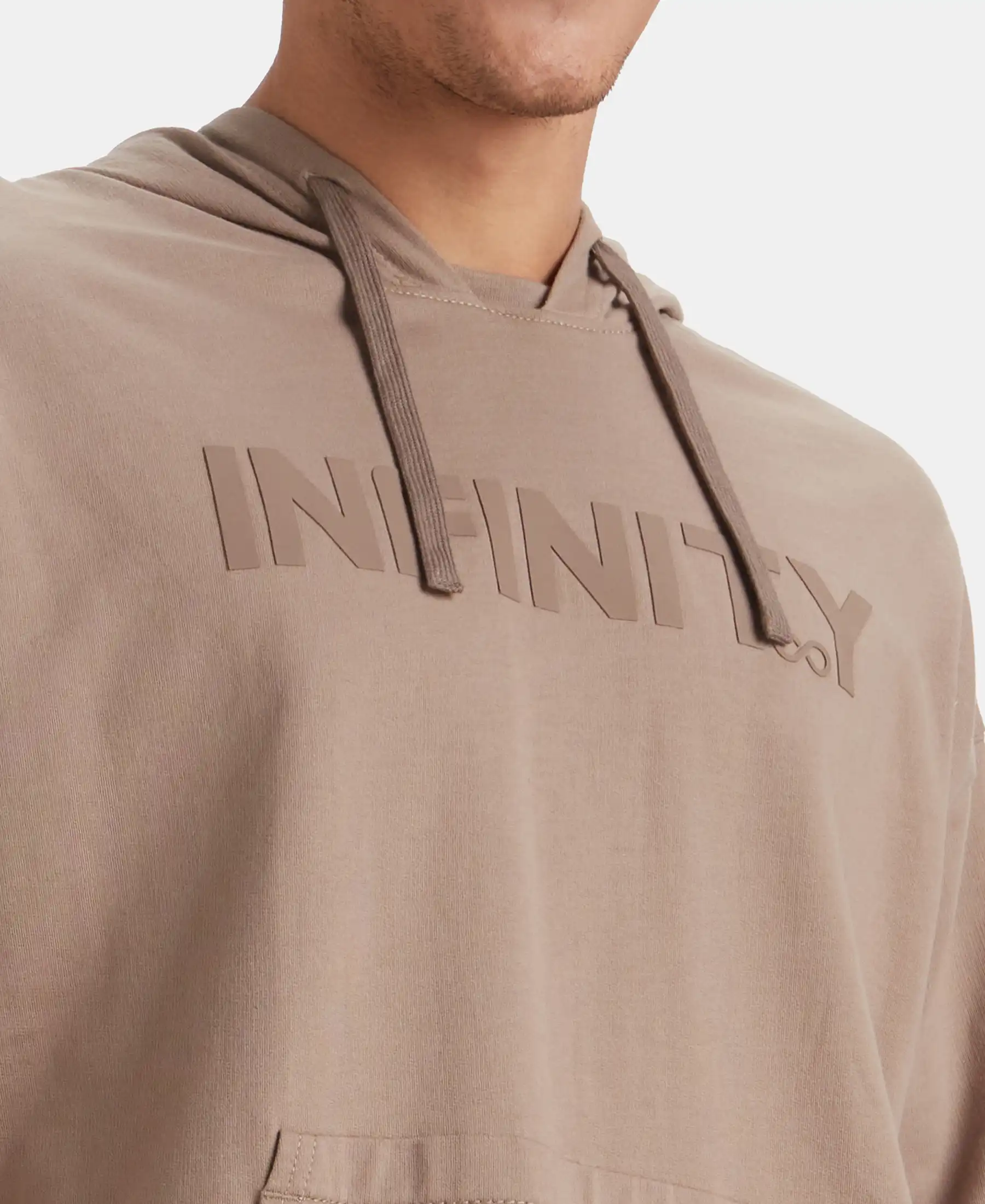 Super Combed Cotton French Terry Oversized Hoodie T-Shirt - Taupe Grey - Image 7