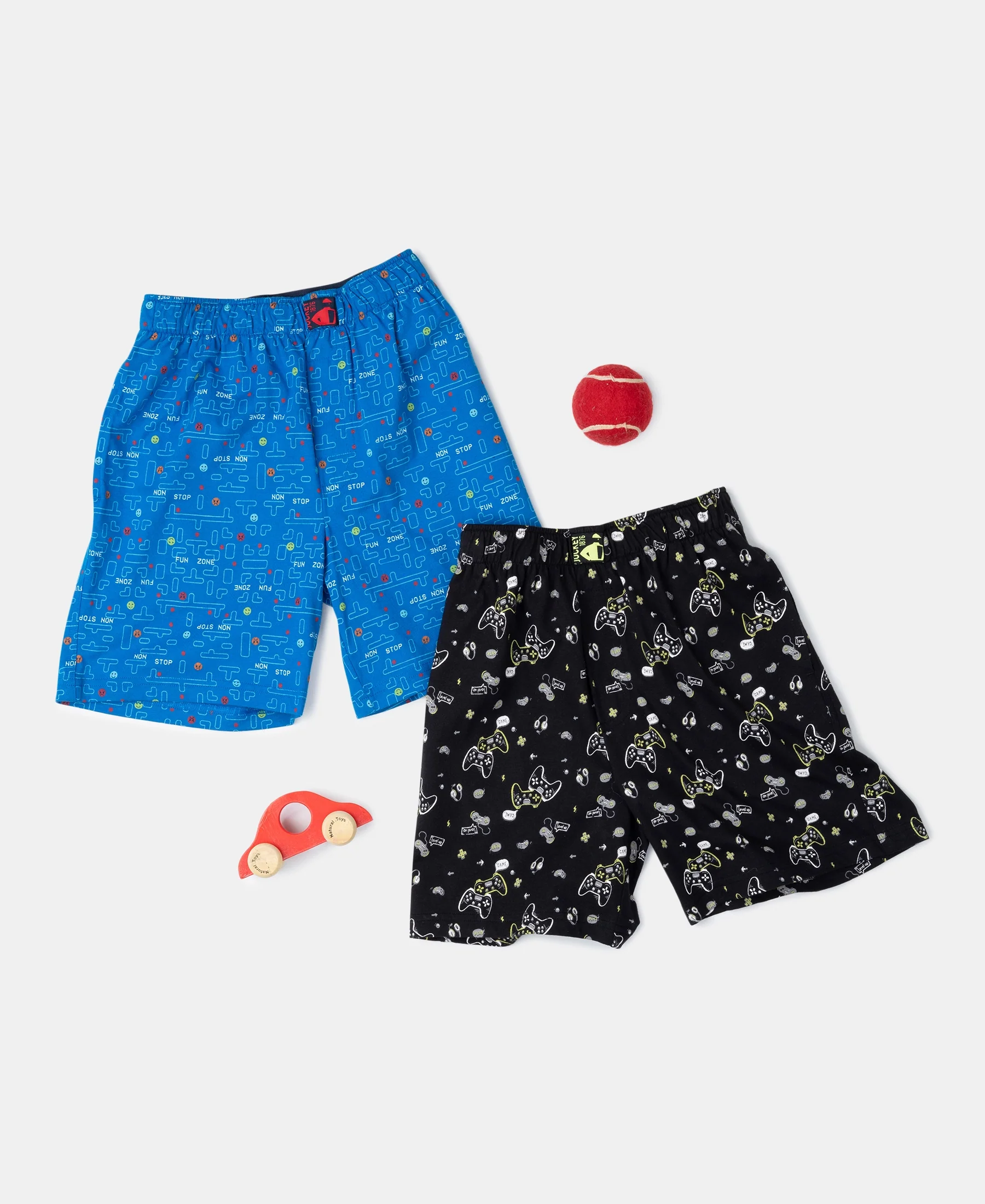 Super Combed Cotton Printed Boxer Shorts with Side Pockets - Black & Rich Royal Blue (Pack of 2) - Image 5