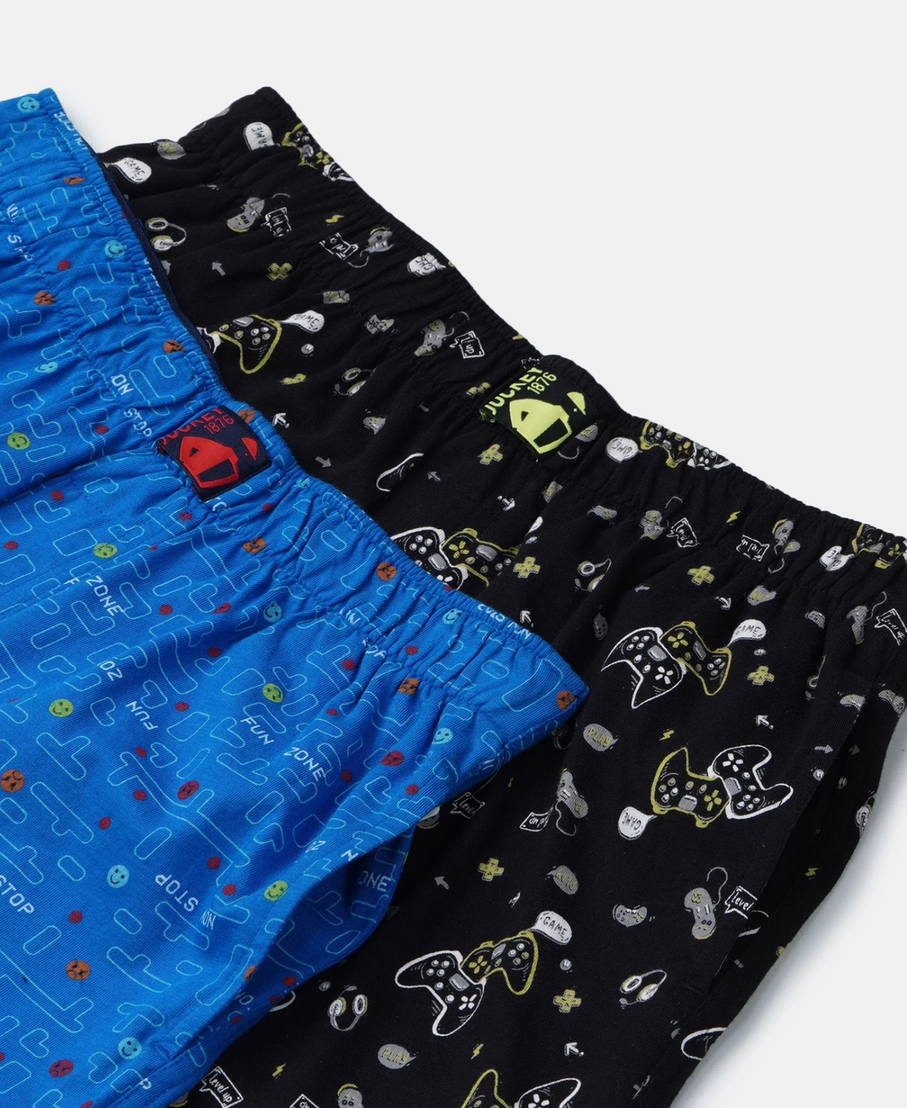 Super Combed Cotton Printed Boxer Shorts with Side Pockets - Black & Rich Royal Blue (Pack of 2) - Image 7