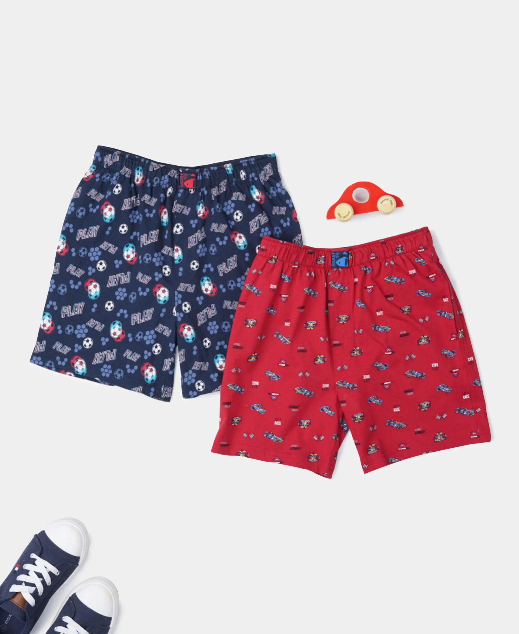 Super Combed Cotton Printed Boxer Shorts with Side Pockets - Navy & Chili Pepper (Pack of 2) - Image 5